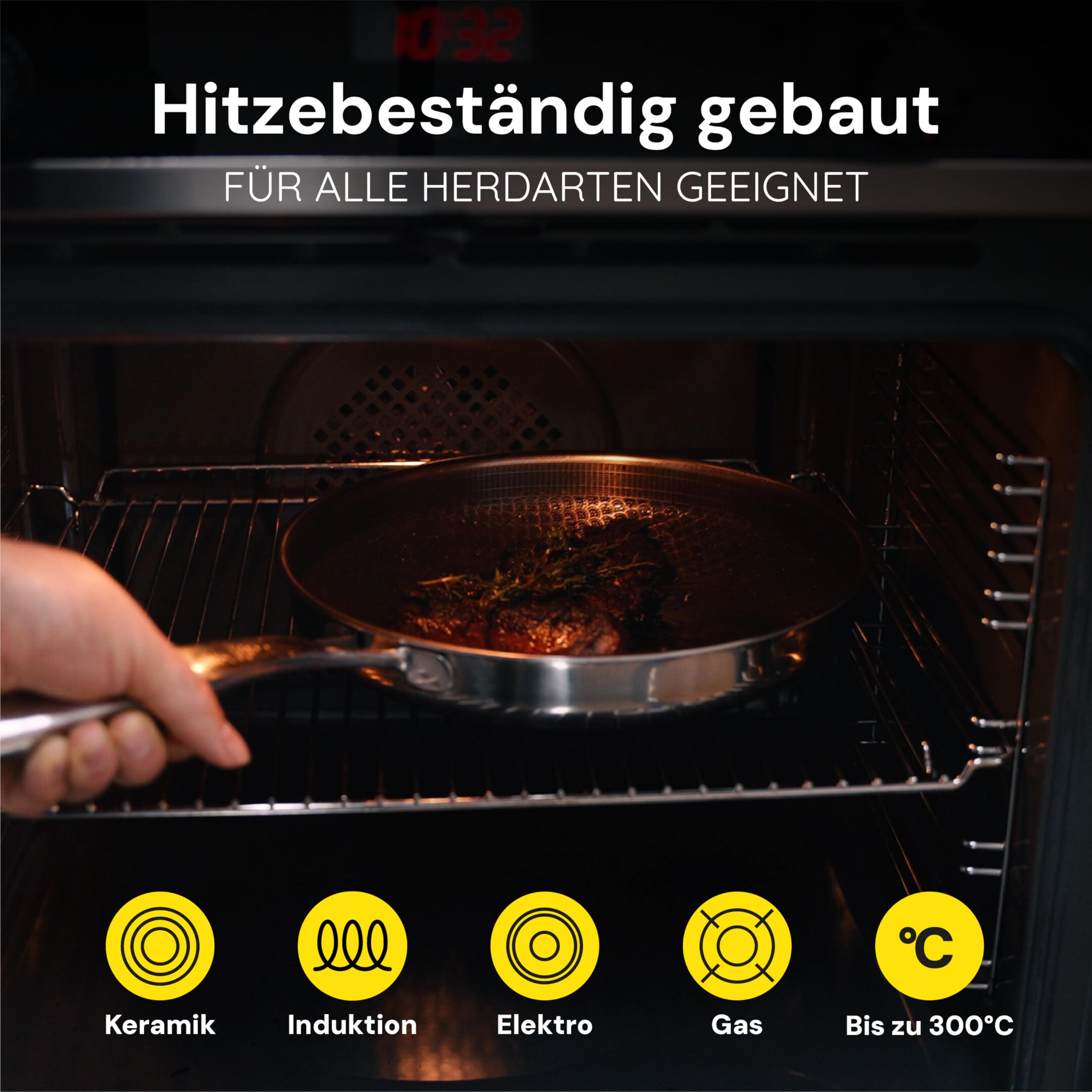 Miso Bratpfanne 28 cm, Keramik Antihaft Pfanne, Induktion & PFAS-Frei hybrid pfanne, Kratzfeste Beschichtung mit echten Diamanten, Backofenfest bis 300°C, Spülmaschinenfest