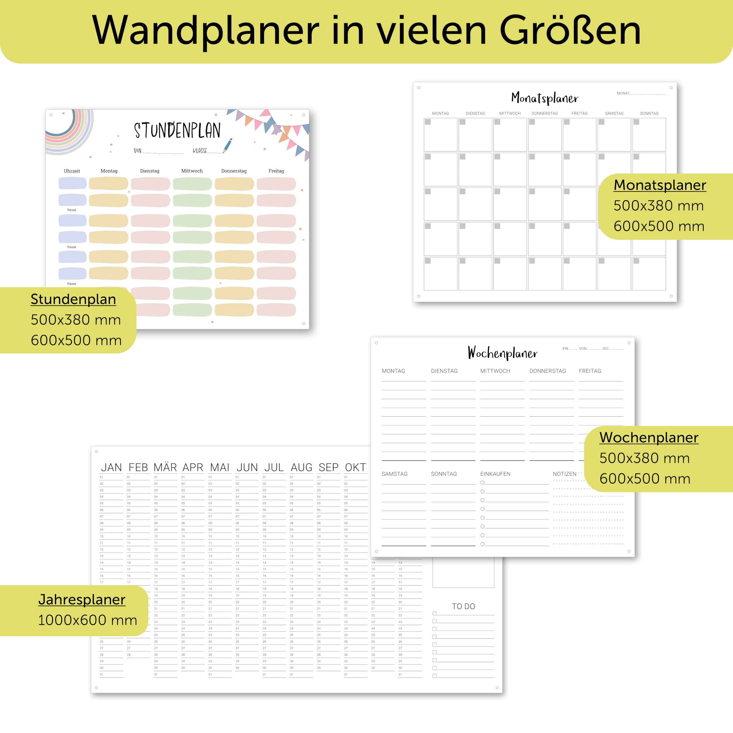 Wochenplaner Acryl 60x50 cm beschreibbar abwischbar Wandplaner Familienplaner transparent