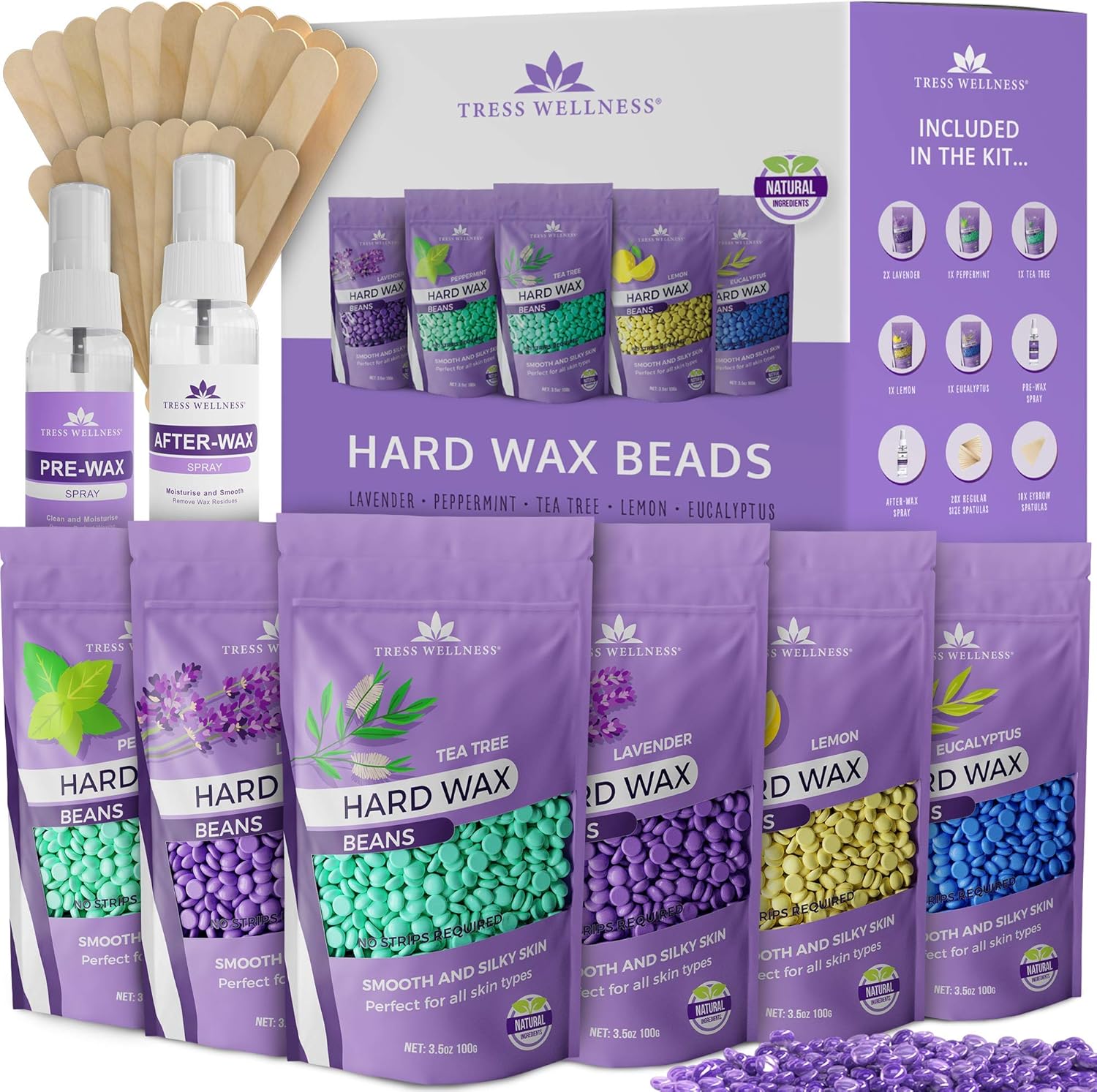 Tress Wellness Waxing Kit Easy to use Hard Wax Beads Hair Removal