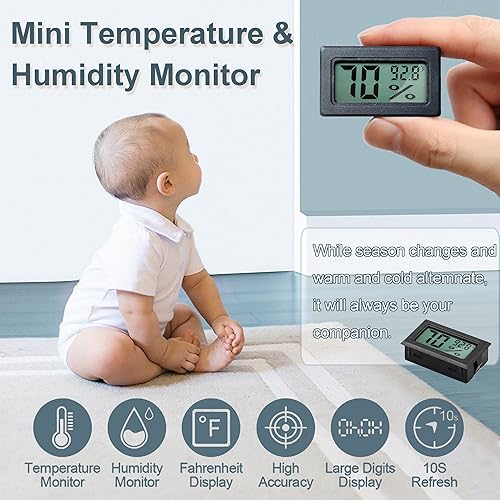 Miniatura 2 de Medidor de humedad, higrómetro digital para interiores y exteriores, termómetro higrómetro para el hogar, auto invernadero (12 unidades)