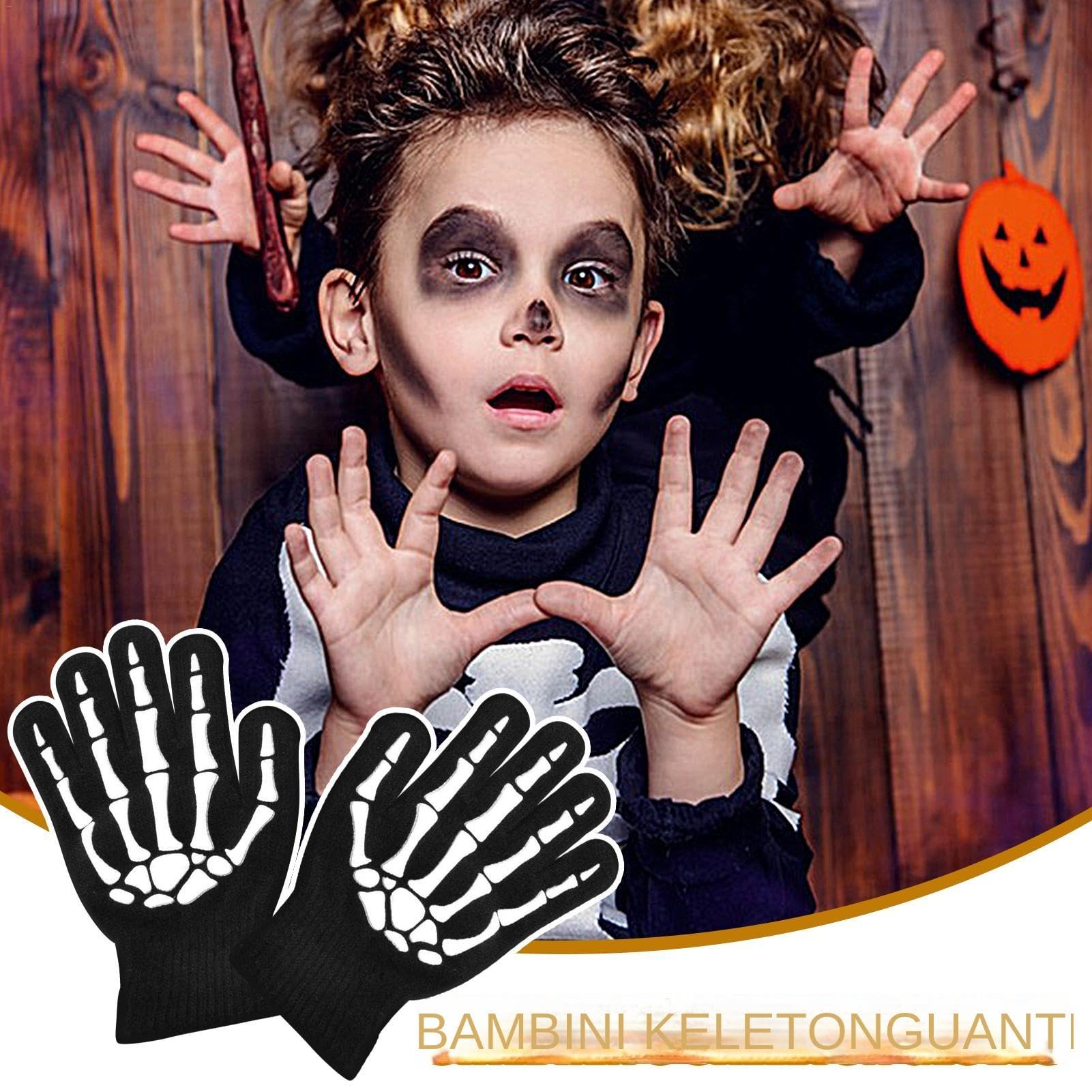 Rękawiczki z czaszką, dziecięce rękawiczki z czaszką - świecące w ciemności Halloween rękawiczki z czaszką na całe palce | Halloween ciepłe rękawiczki z czaszką do biegania, ćwiczeń, wędrówek