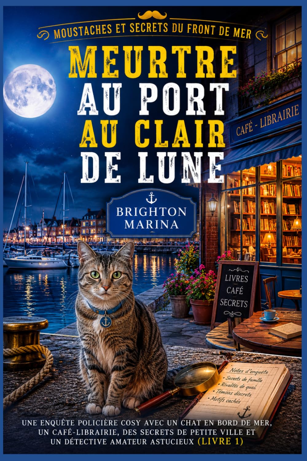 Meurtre au port au clair de lune: Une enquête policière cosy avec un chat en bord de mer, un café-librairie, des secrets de petite ville et un ... 1) (Moustaches et secrets du front de mer)