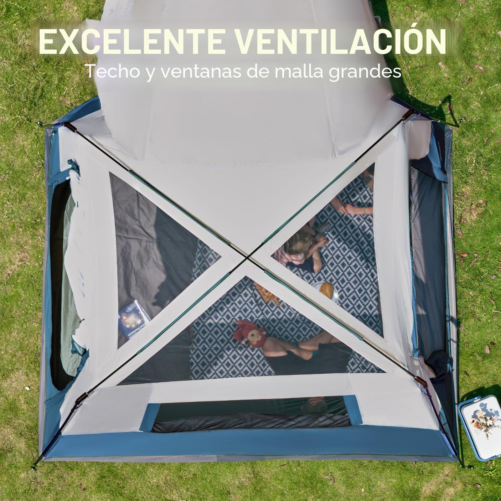 Portal SUV Tienda de Campaña para 5 Personas con Porche, 2 en 1, Resistente al Agua y al Viento, 2 Puertas, para Viajes y Aventuras al Aire Libre