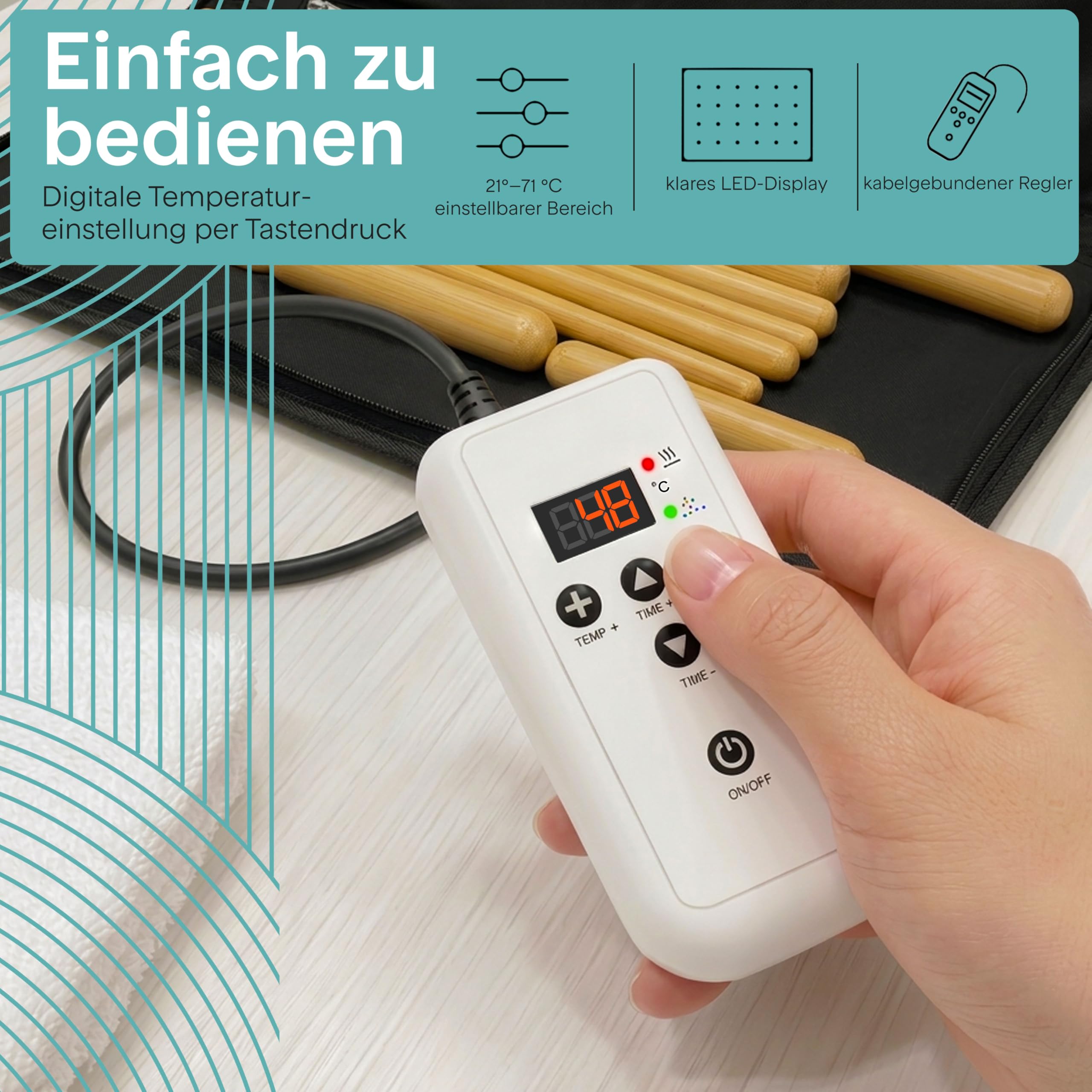 SereneLife Bamboo Massage Sticks Set  Elektrisches Bambus Wrmeset mit  Heiztasche & Digitalem Temperaturregler, 8 Massage Stbe fr Rcken,  Nacken, Schultern & Ganzkrpermassage Zuhause oder Studio : Amazon.de:  Drogerie & Krperpflege