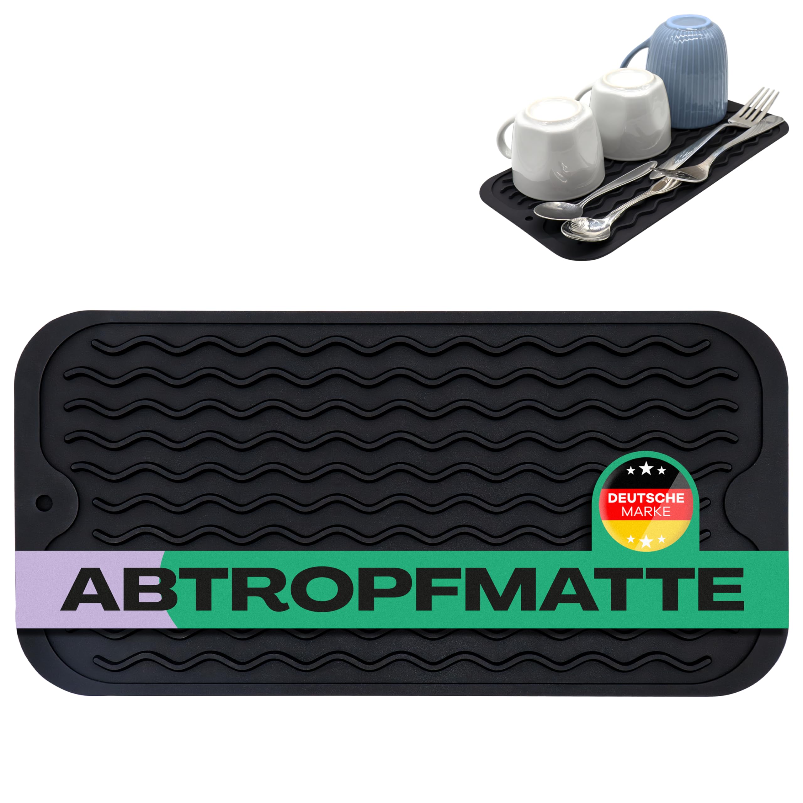 Netrox - Abtropfmatte Silikon groß und klein - lebensmittelecht, leicht zu reinigen, rutschfest & hitzebeständig bis 230C° - Geschirr abtropfen Spüle Unterlage, dish drying mat Küche, Abtropfmatten