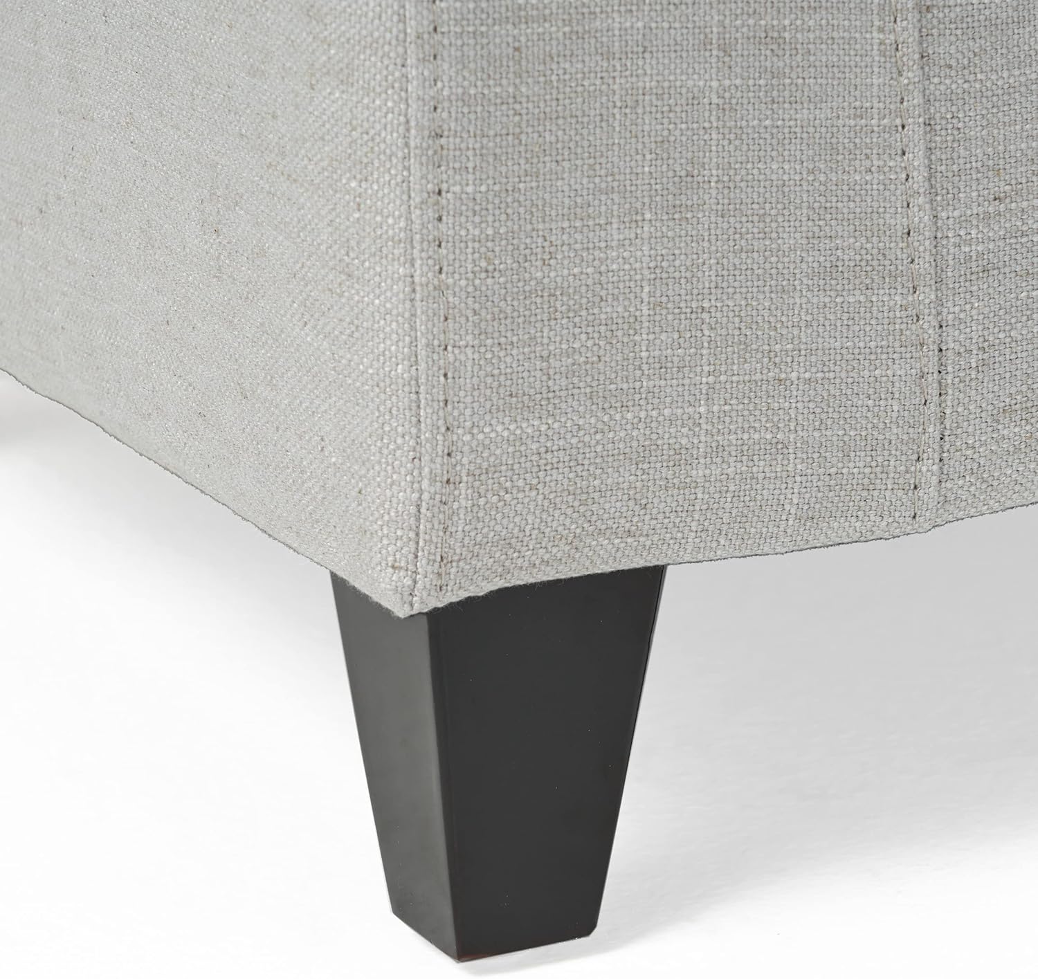 Light Gray Tufted Fabric Storage Ottoman Bench