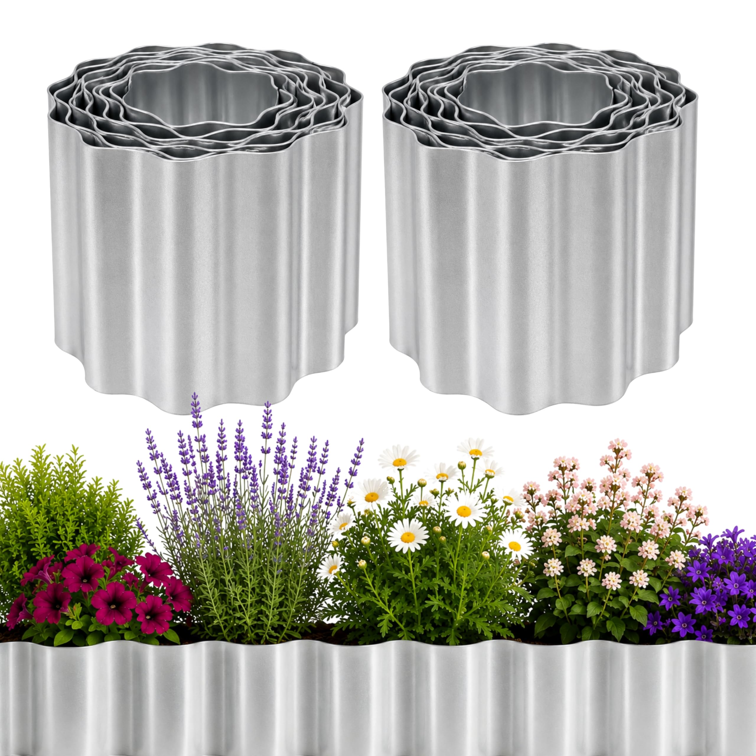 Galvanised Steel Garden Border Edging 10m x 15cm Wavy Lawn Edge Rolls