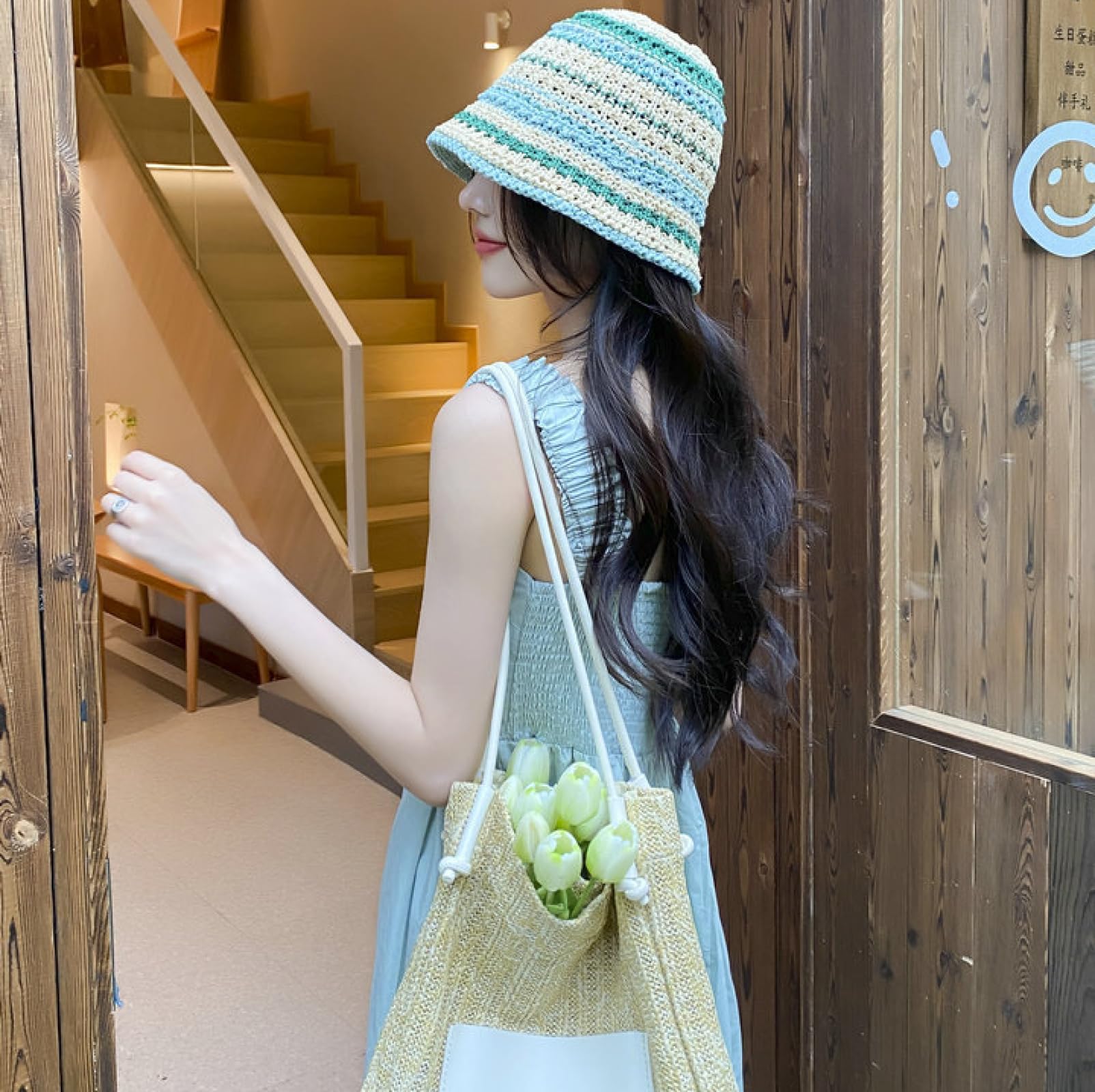 Amazon.co.jp: ニットバケットハット 女性用 通気性 マルチ