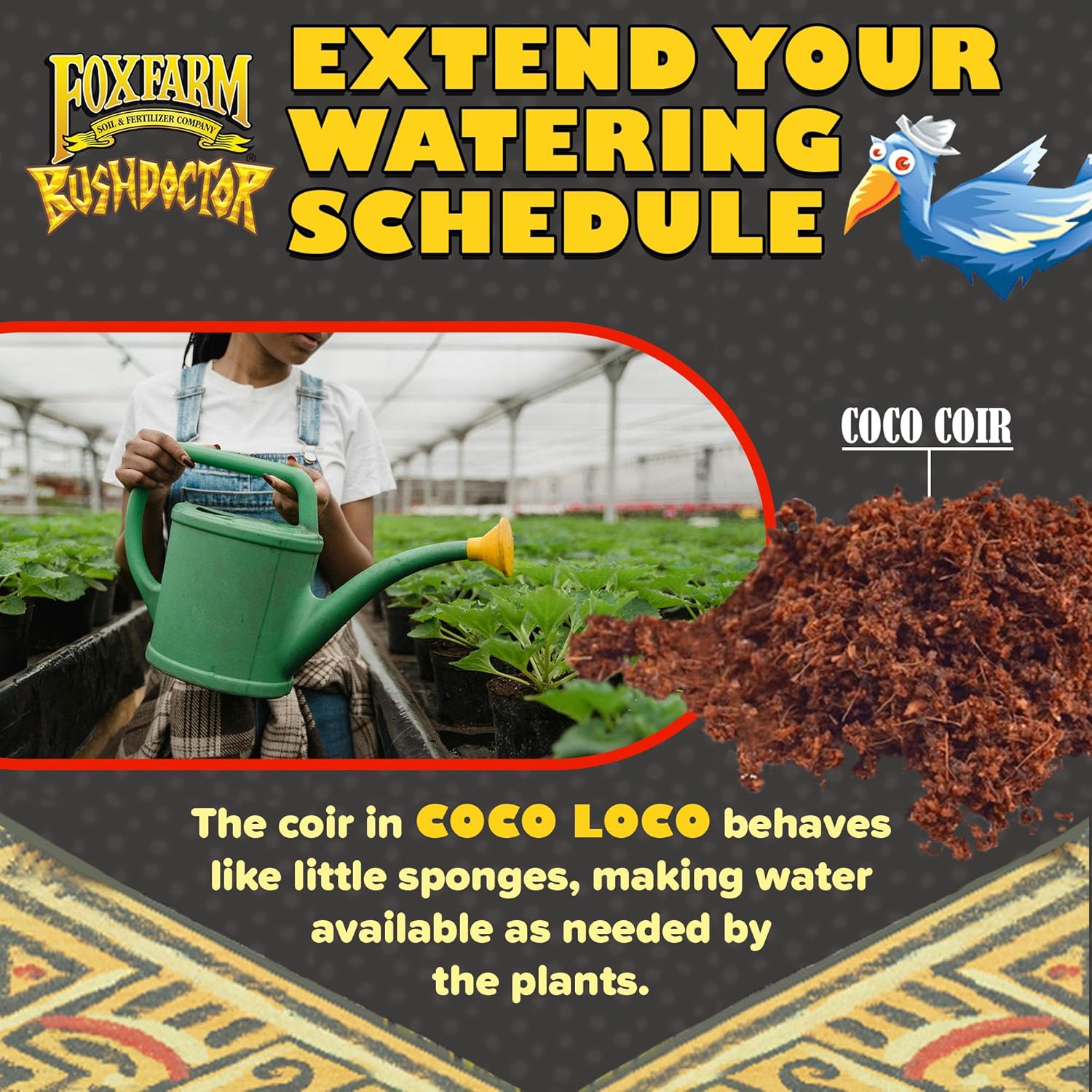 FoxFarm Bush Doctor Coco Loco Potting Mix, 2cu ft - Extends Your Watering Schedule, Triple-Washed to Reduce Salt Content - Perfect for Cultivating Healthy Plants