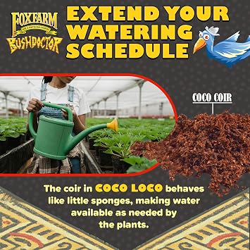 FoxFarm Bush Doctor Coco Loco Potting Mix, 2cu ft (Pack of 4) - Extends Your Watering Schedule, Triple-Washed to Reduce Salt Content - Perfect for Cultivating Vigorous Plants