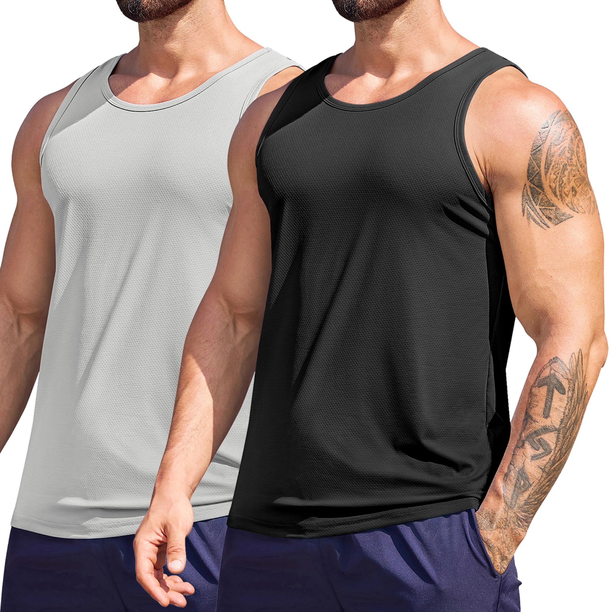 COOFANDY Tank Top Herren 2/3er Pack Ärmellose Shirts Muskelshirts Fitness Achselshirts Schnelltrocknende Gym Training Tanktops Männer Sommer Laufshirt Muscle Shirt