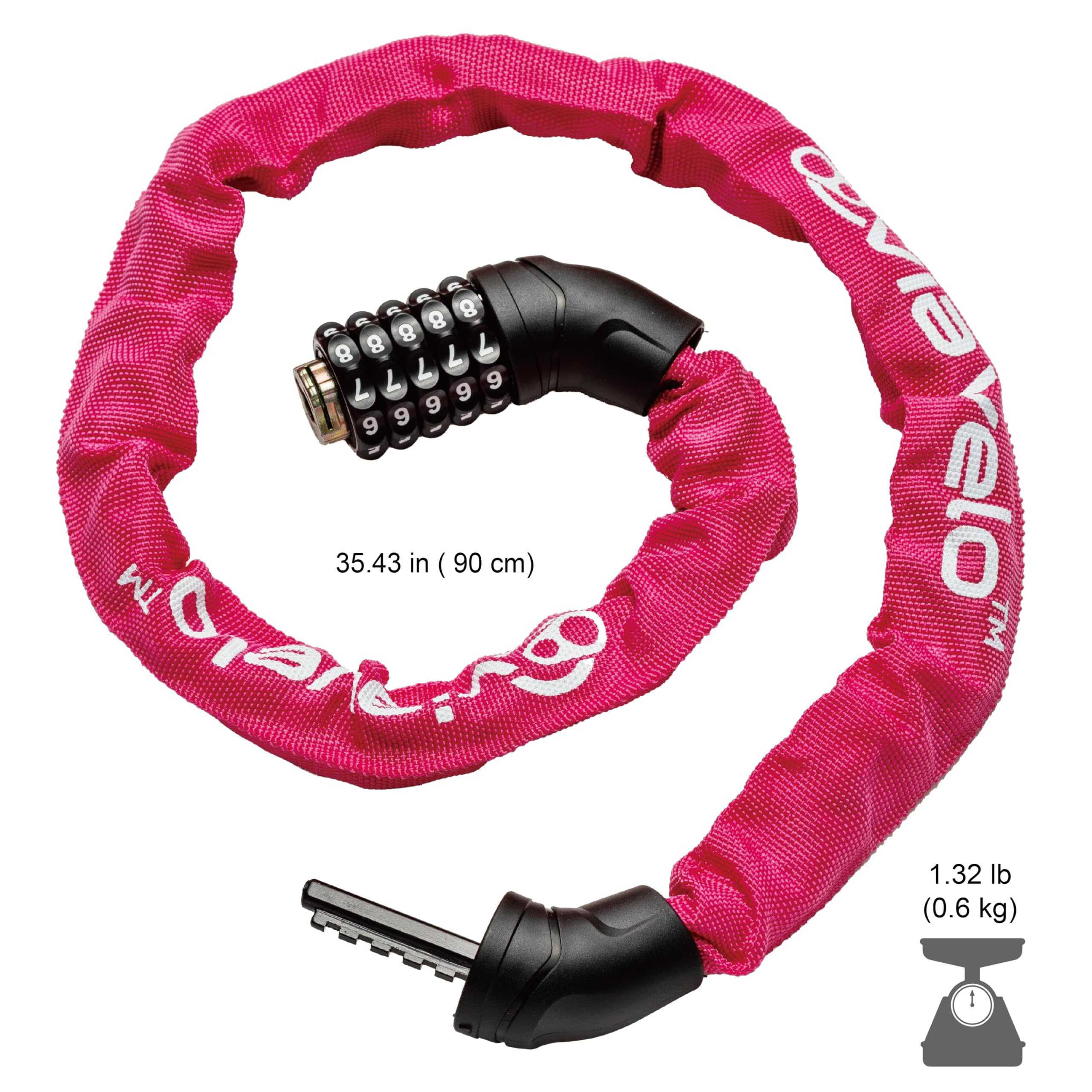 Via Velo Chaîne Antivol à Code 5 Chiffres – 0,9 M, Robuste, Anti-rayures, Pour Vélo, Moto Ou Portail !