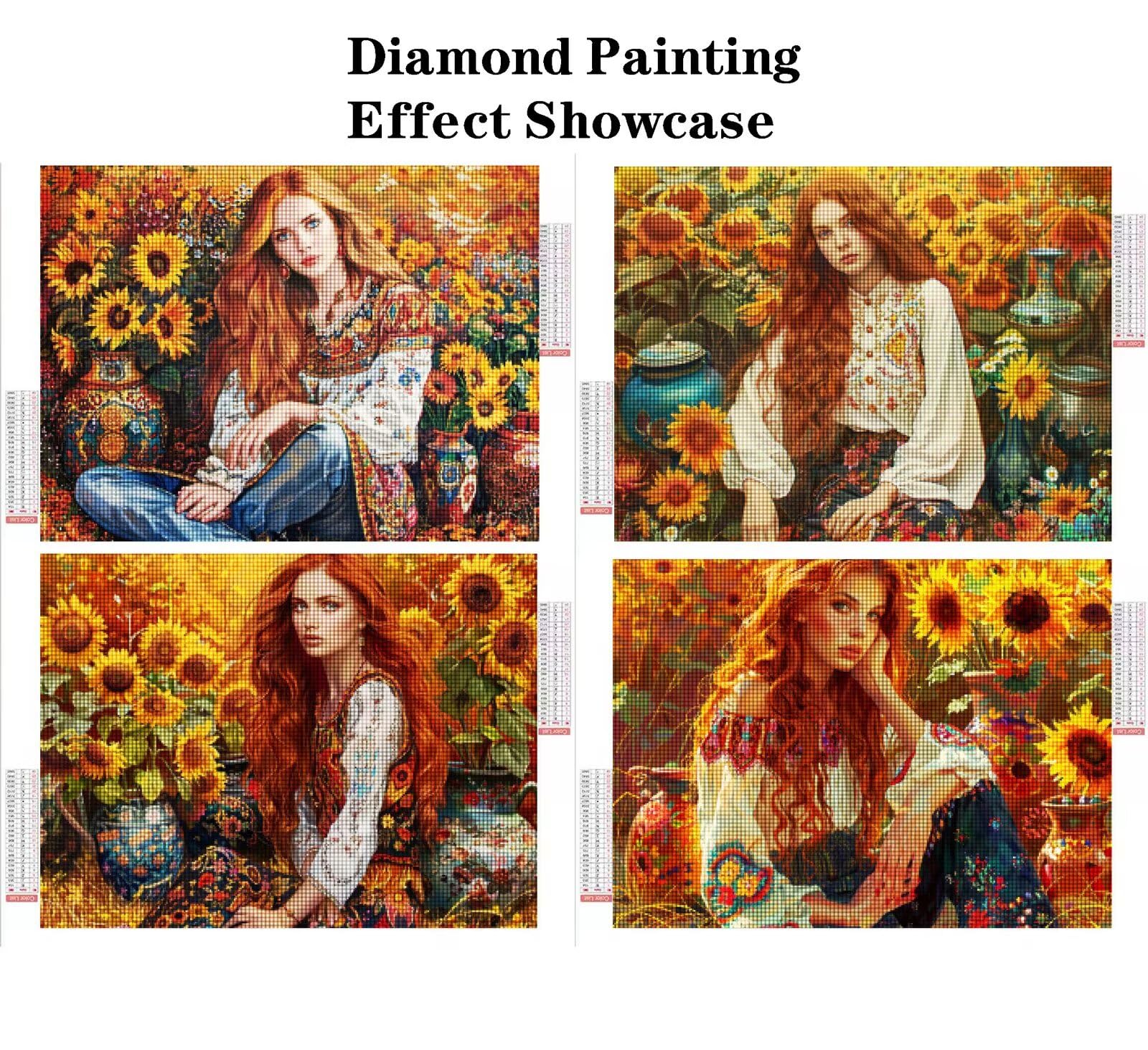 Diamentowe malowanie damskie 60 x 45 cm kwadratowy obraz diamentowy 4 sztuki 2026 nowy DIY 5D zestaw do malowania diamentami z akcesoriami, prezenty świąteczne, dekoracje świąteczne i noworoczne i