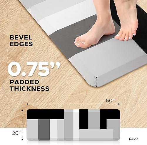 Miniatura 3 de Tapete acolchado para cocina, 20 x 60 pulgadas, agarre de goma antideslizante, diseño antifatiga para escritorio de pie, debajo del fregadero de la