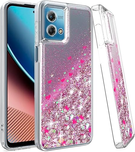 EnCases Funda híbrida para Moto G Stylus 5G 2023 con purpurina líquida, Motorola Moto G Stylus 5G 2023 Quicksand Sparkle para niñas, mujeres y