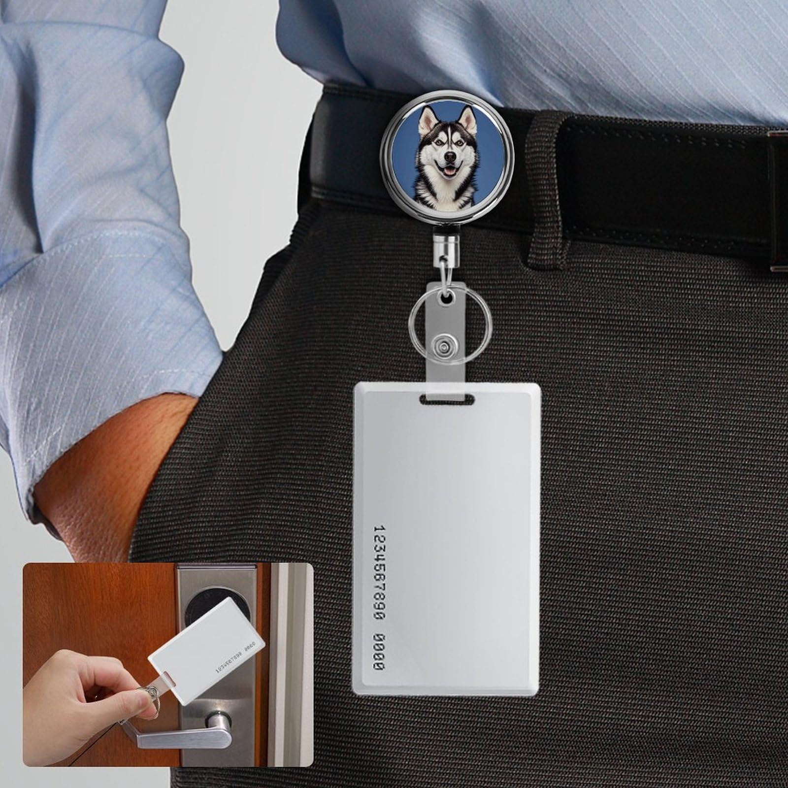 ZJK561 Porte-badge Rétractable Robuste Avec Clip D'identification Pour Carte, étiquette Nominative, Motif Crâne De Dessin Animé, Infirmière, Travail, Bureau, Mousqueton En Métal Noir