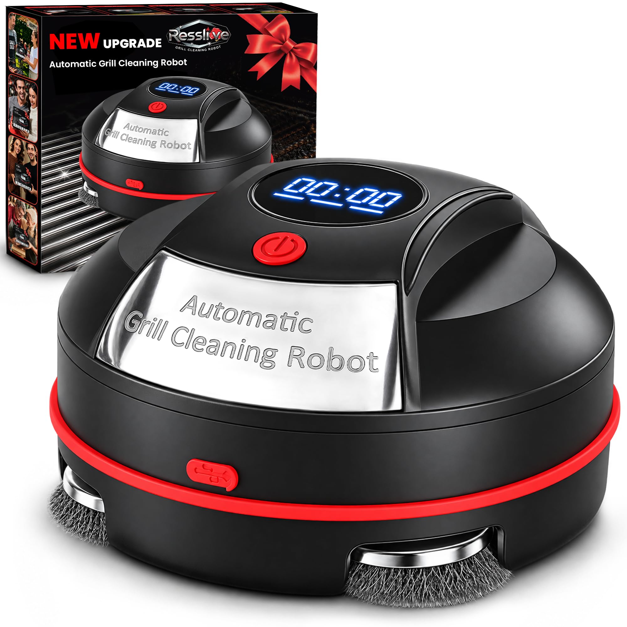 Automatic Grill Cleaning Robot, Electric Grill Brush, 180 Mins Runtime, Black