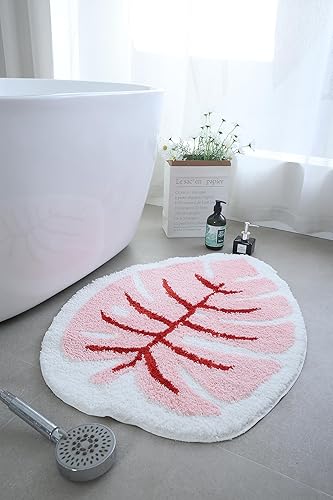 Miniatura 5 de Tapete de baño de felpa suave en forma de hojas, antideslizante, para decoración del hogar, alfombra de área para habitación de niños, alfombra para