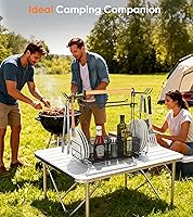 Vista 7 de Juego de herramientas de barbacoa para parrilla al aire libre, organizador de utensilios de picnic, barbacoa, organizador de condimentos, accesorios