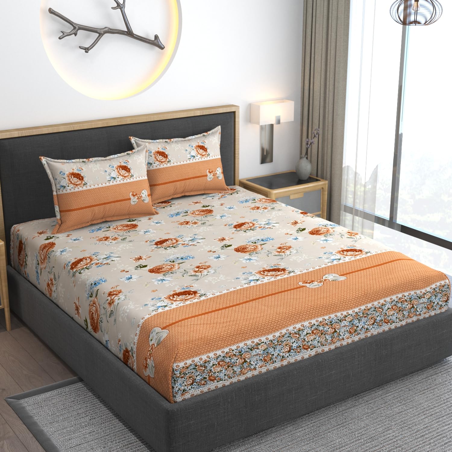 King Size Fitted Bedsheet - Premium Cotton Feel -25