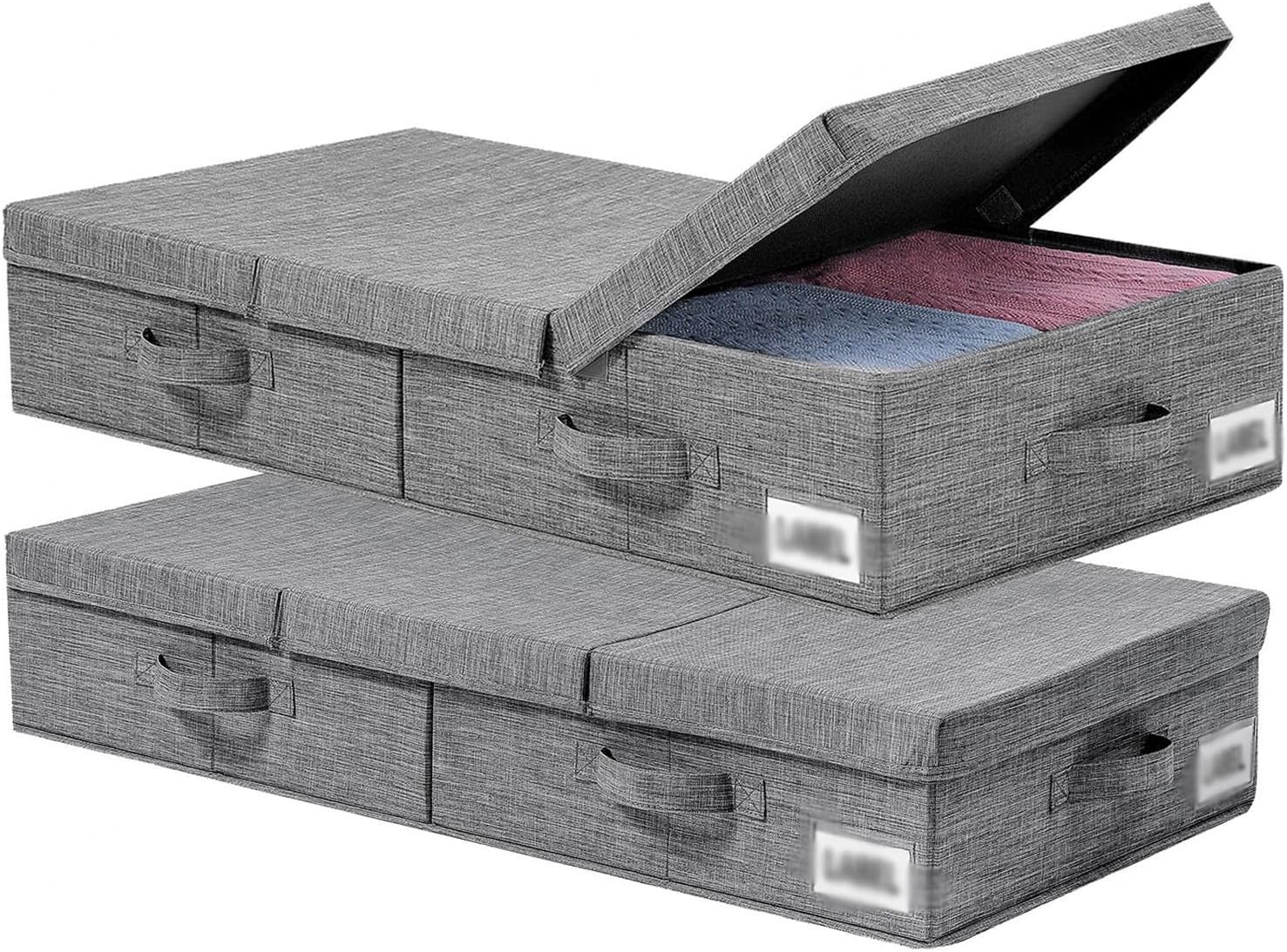Underbed Storage Containers 2 Pack, Foldable Under Bed Organizers and Storage,Sturdy Under The Bed Storage Drawer with Durable Handles for Clothes, Shoes