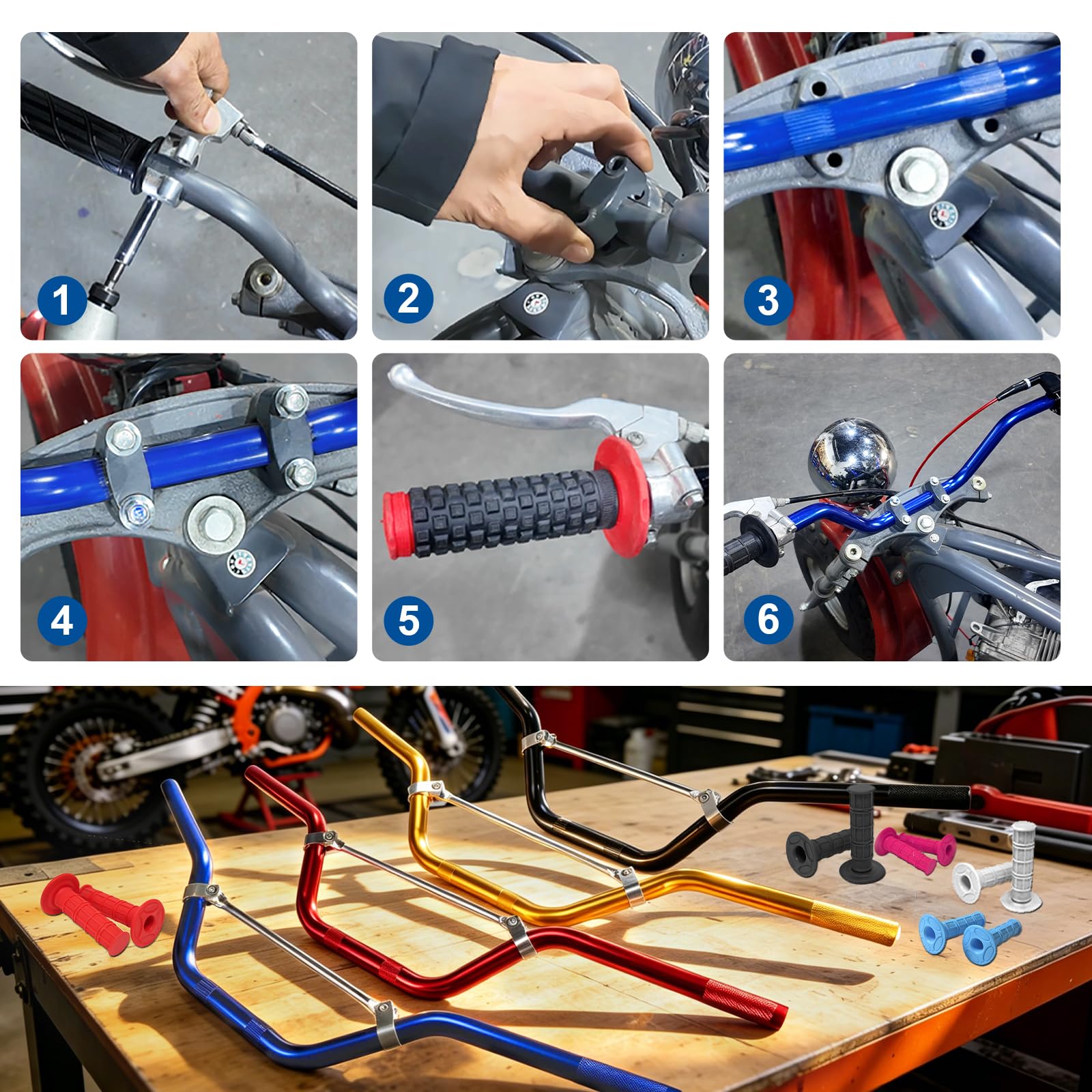 JRL Manubrio medio da 7/8", adatto per ATV, Pit Dirt Bike, fuoristrada, moto da fuoristrada, blu