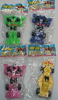 ロボット型フィギュア 青と黄色 約15cm Amazon.co.jp: 変形ロボットカー 4個セット ピンク グリーン