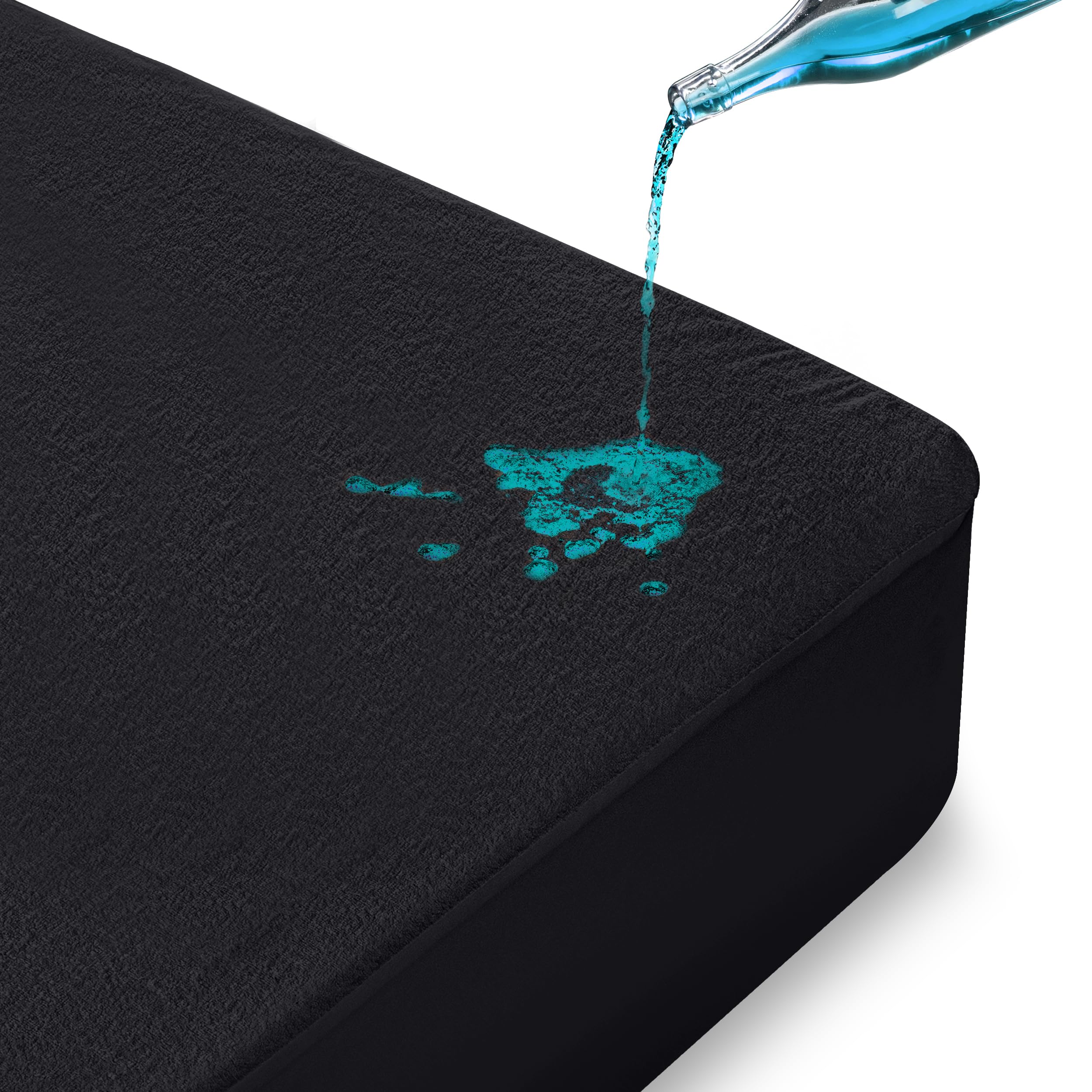 Utopia Bedding Coprimaterasso Singolo Impermeabile 90 x 200 x 30 cm, Certificato OEKO-TEX, Proteggi Materasso, Traspirante, Lavabile, Stile Montato Tutto Intorno Elastico (Nero)