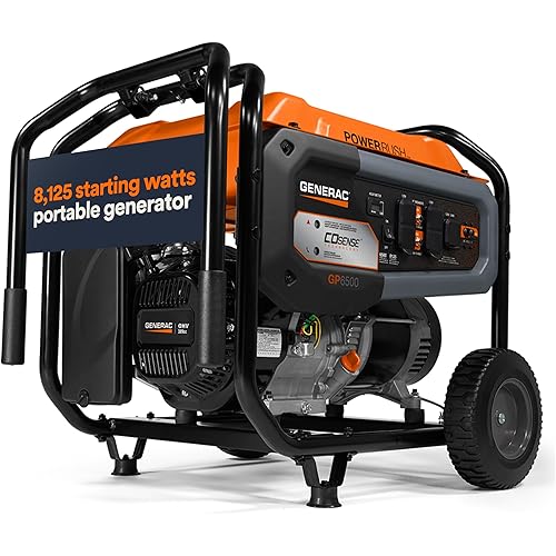 Generac 8,125 Starting Watt Portable Gas Generator - Home Backup or RV Ready - Heavy Duty Frame - Quiet, Long Runtime, Emergency Power- 49-State Compliant
