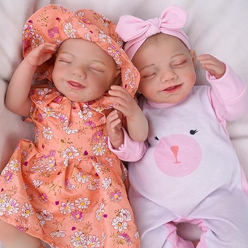 Miniatura 1 de BABESIDE 2 muñecas de bebé Reborn realistas Olivia Real Life Realistic-Recién nacido de vinilo de cuerpo completo durmiendo con accesorios de