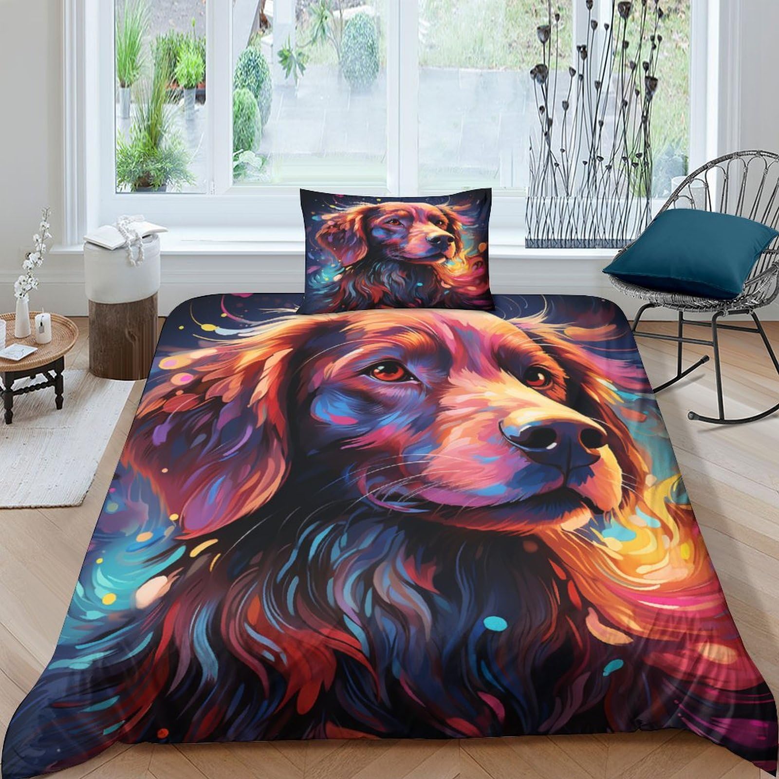 Housses de couettes single 135x200 parure de lit enfant streaming dogs 3D