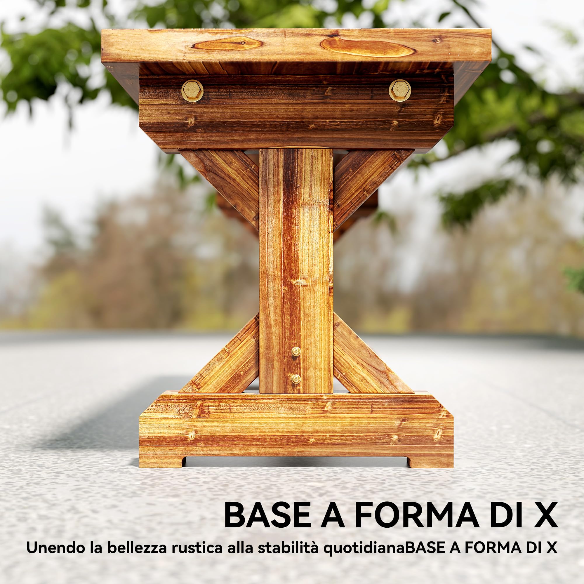 Outsunny Panca da Giardino 2 Posti Legno 114L x 40P x 46A cm Carbonizzata | Legno di Abete, Base a X, Panchina da Esterno Stile Rustico Senza Schienale, per Patio, Portico, Balcone
