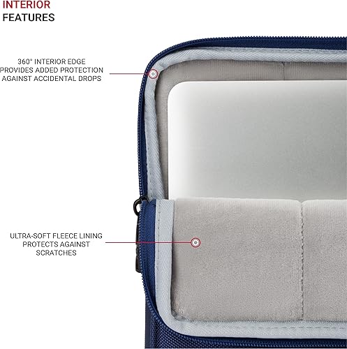 Miniatura 3 de SwissGear Funda acolchada con cremallera para laptop, funda de micro sarga para laptop con forro polar y correa frontal de 13 pulgadas