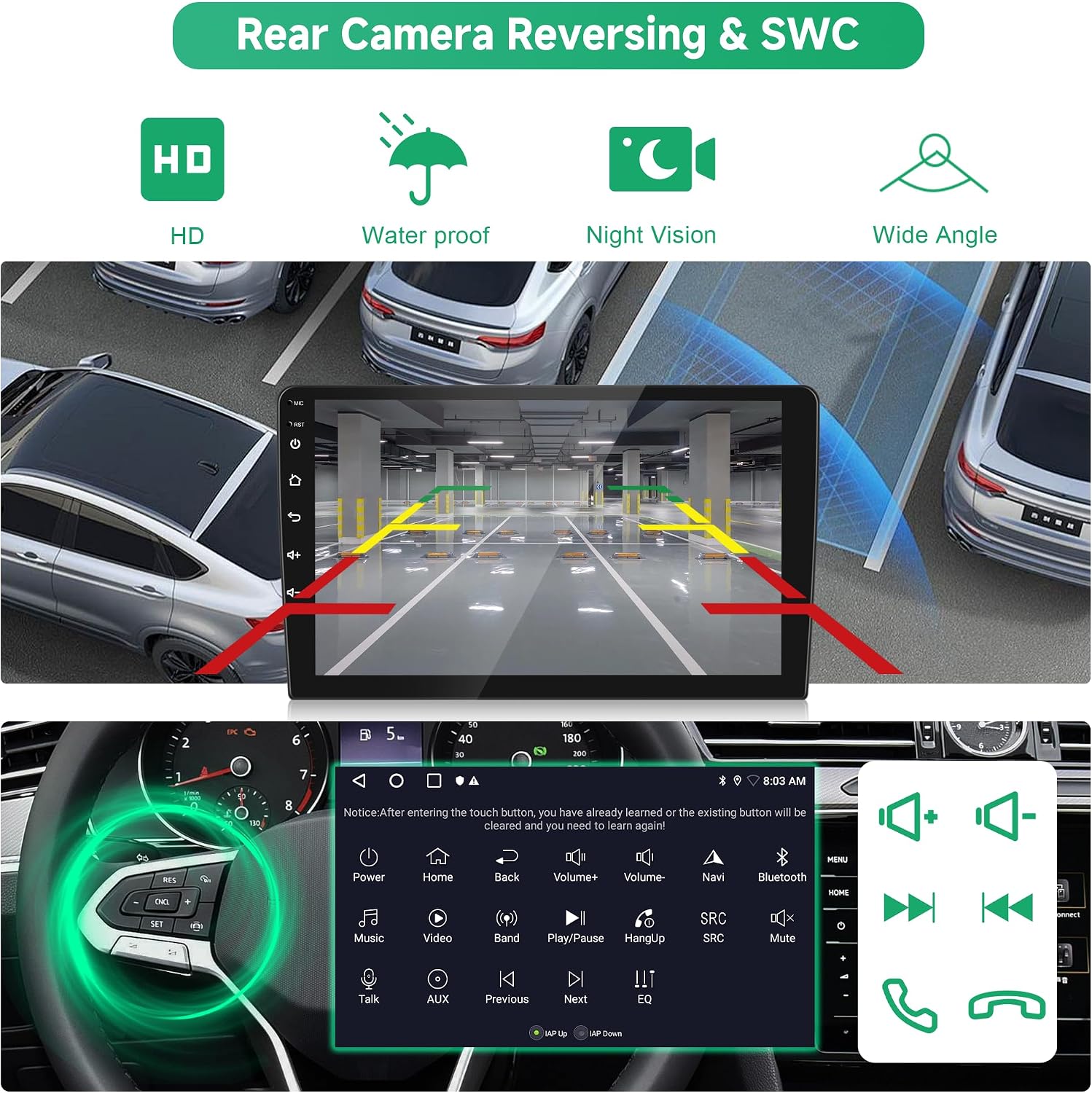Rimoody Car Stereo Rear Camera and Steering Wheel Control