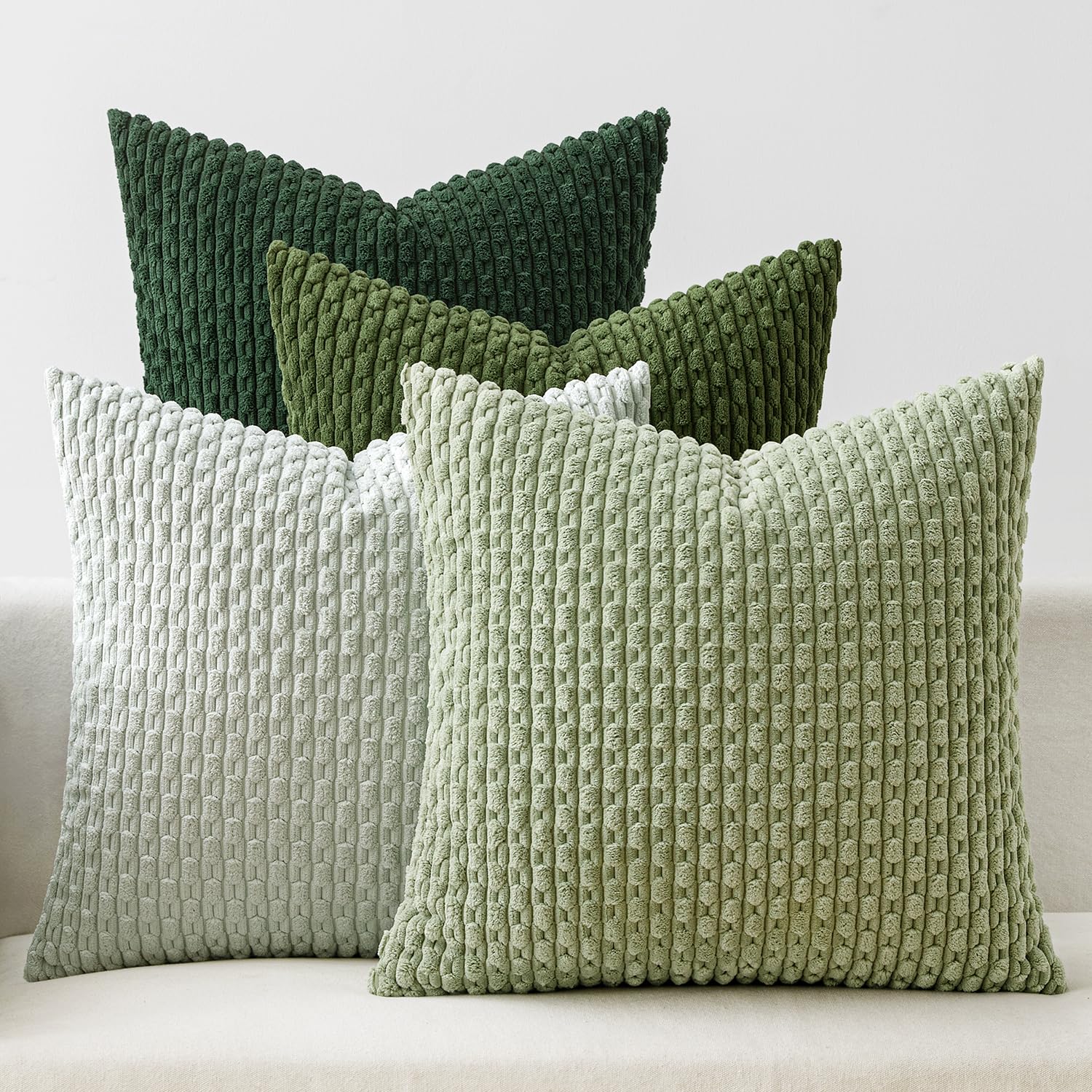 MIULEE Forest Green Corduroy Pillow Covers Set of 4