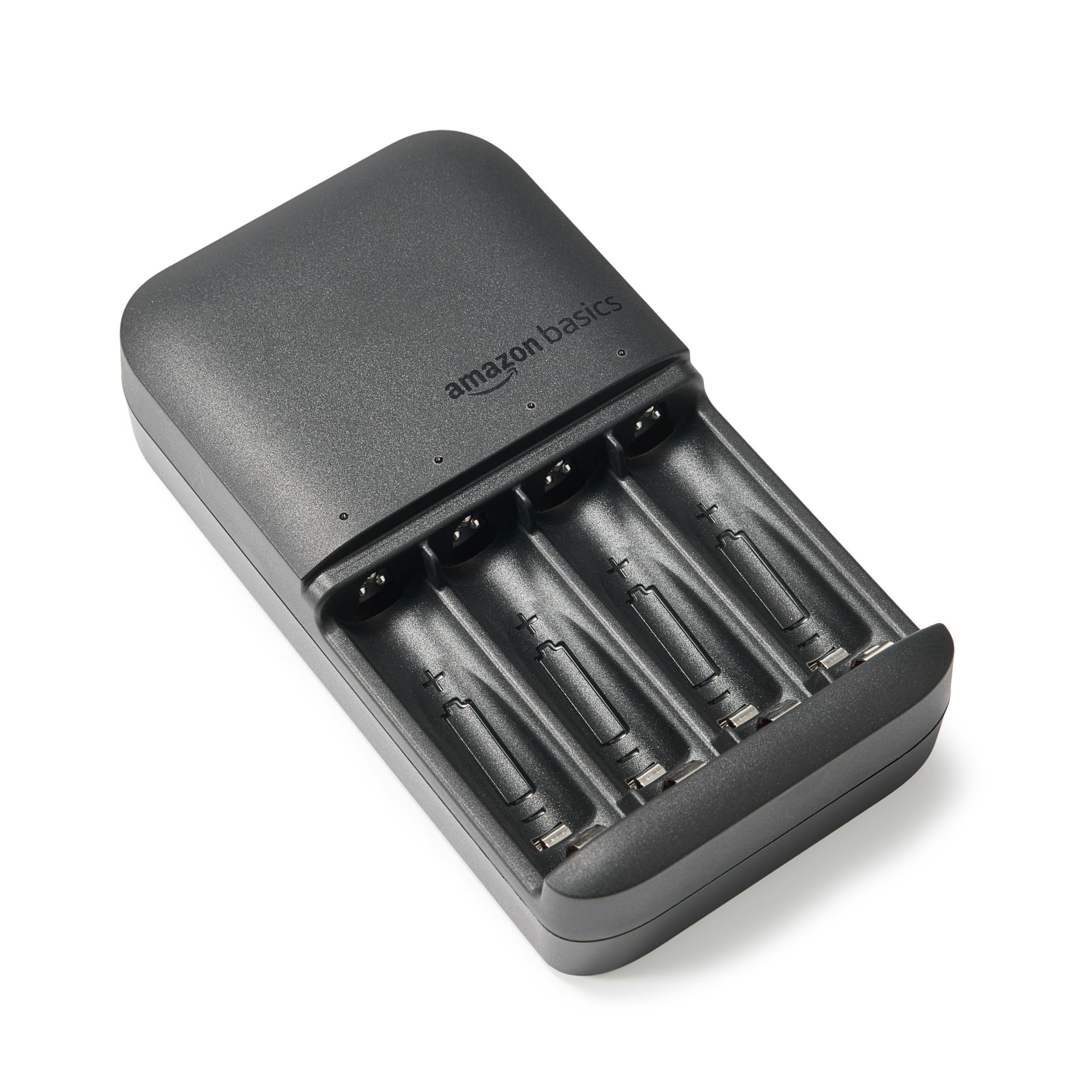 Amazon Basics NiMH rechargeables batteries (4 AAA 800mAh + 4 AA 2000mAh) avec chargeur à 4 emplacements, prise européenne, lot de 8, Noir