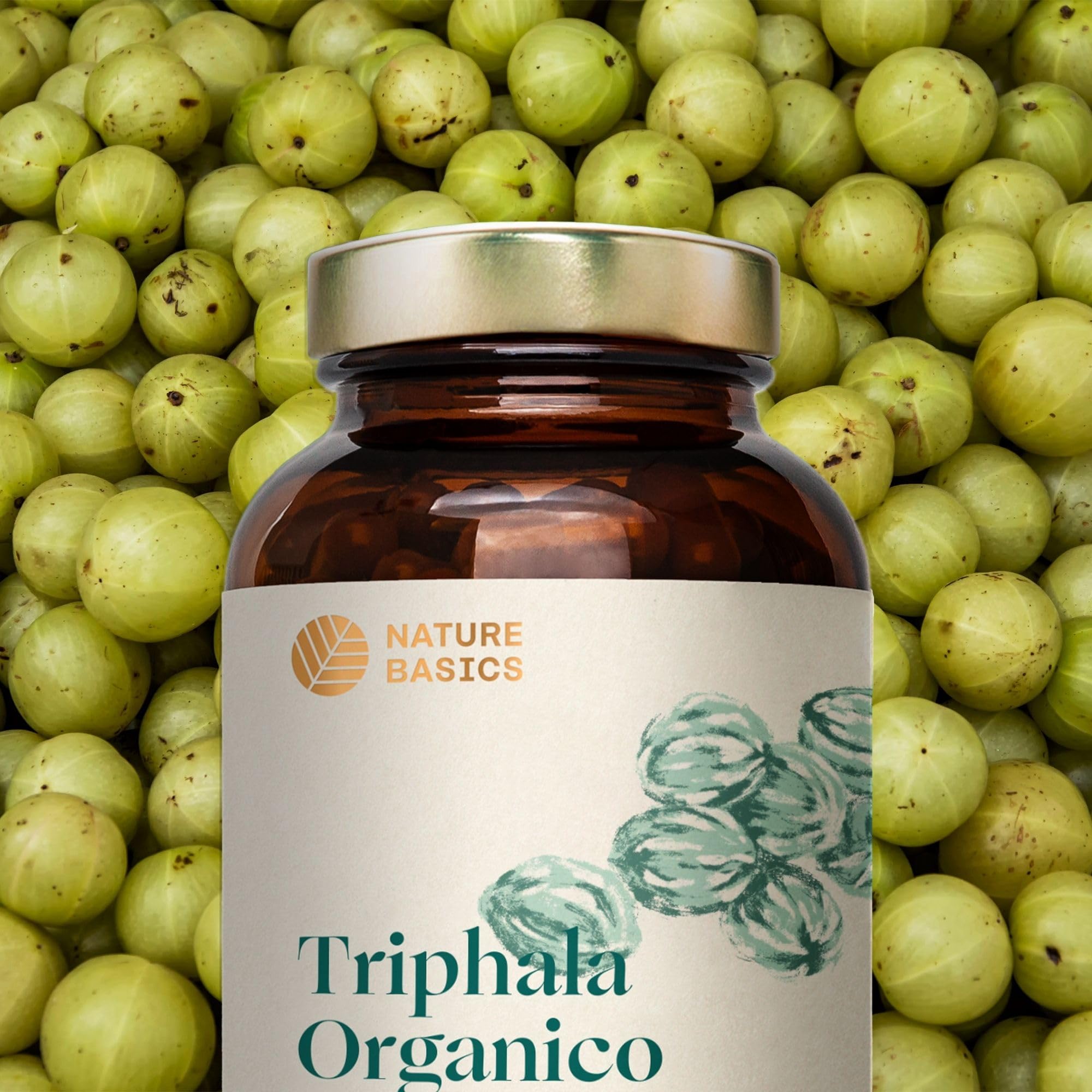 Nature Basics® BIO Triphala capsule certificate e in barattolo | Triphala ayurvedica altamente dosata con 1.500 mg per dose giornaliera | 180 capsule testate in laboratorio e provenienti da DE