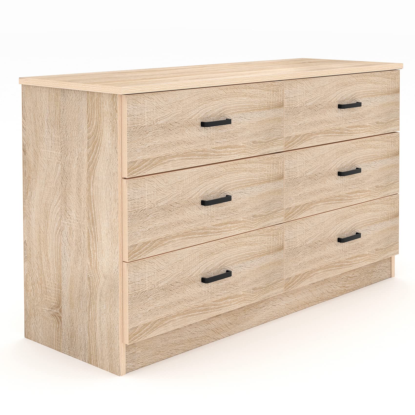 Bigbiglife Wood Dresser for Bedroom, 6 Drawer Double Dresser, Light Oak