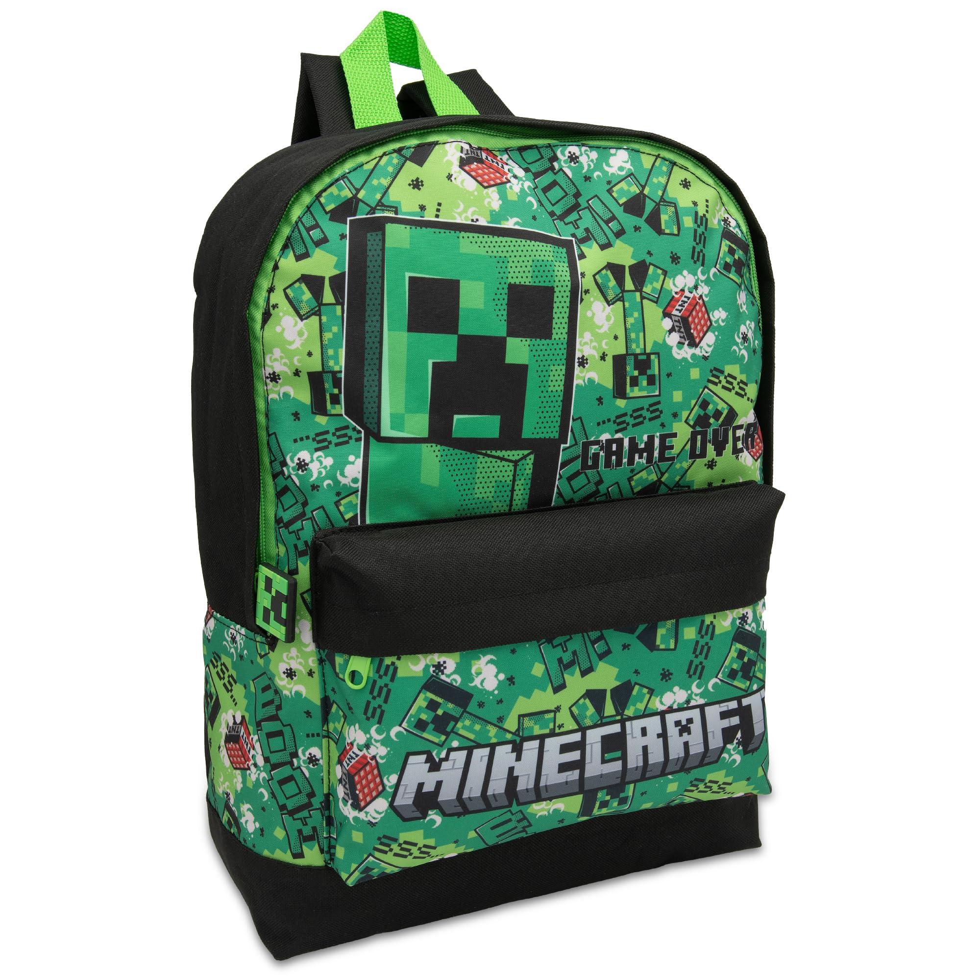 Minecraft Kids Backpack Childrens School Bag with Creeper & TNT Design Print Boys Gamer Rucksack