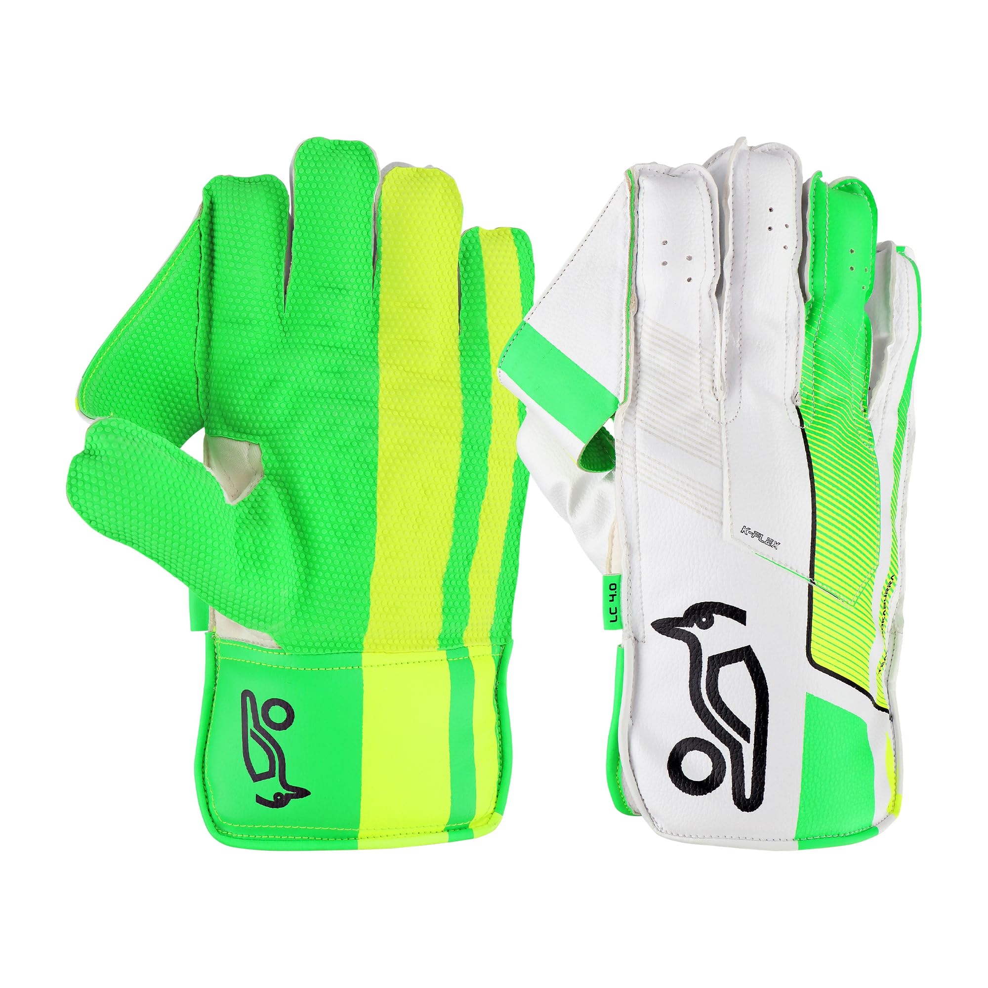 Kookaburra Childrens/Kids LC 4.0 Wicket Keeper Gloves (5.91in - 6.5in) (Green/White/Yellow)