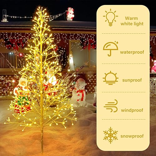 Miniatura 5 de Árboles de abedul iluminados de Navidad, árbol de Navidad artificial alpino, ramita flexible, árbol de luz blanca cálida, árbol de luz artificial