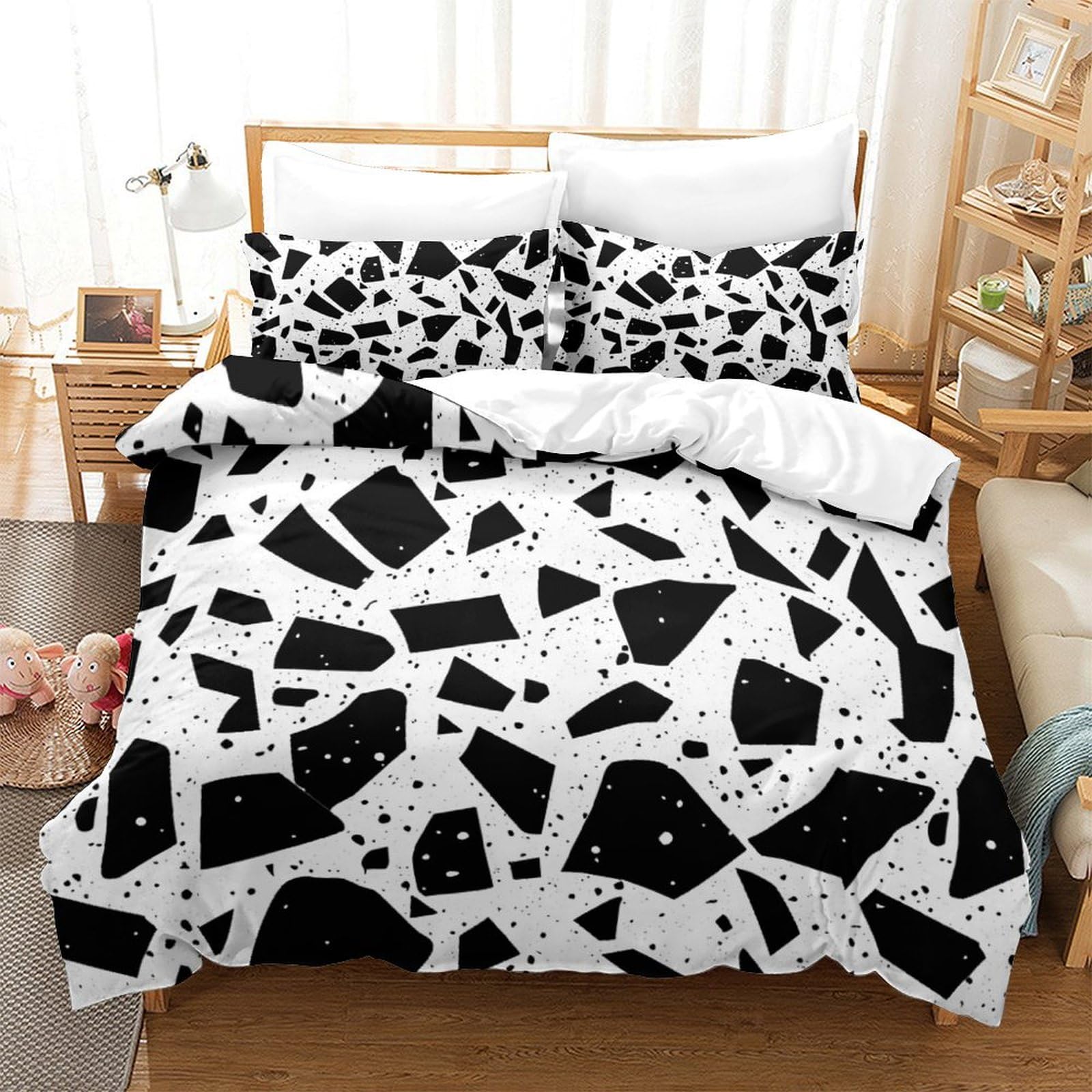 Housses de couettes 3 pièces 3D imprimé avec taies d'oreiller lit Super King 260x220 cm
