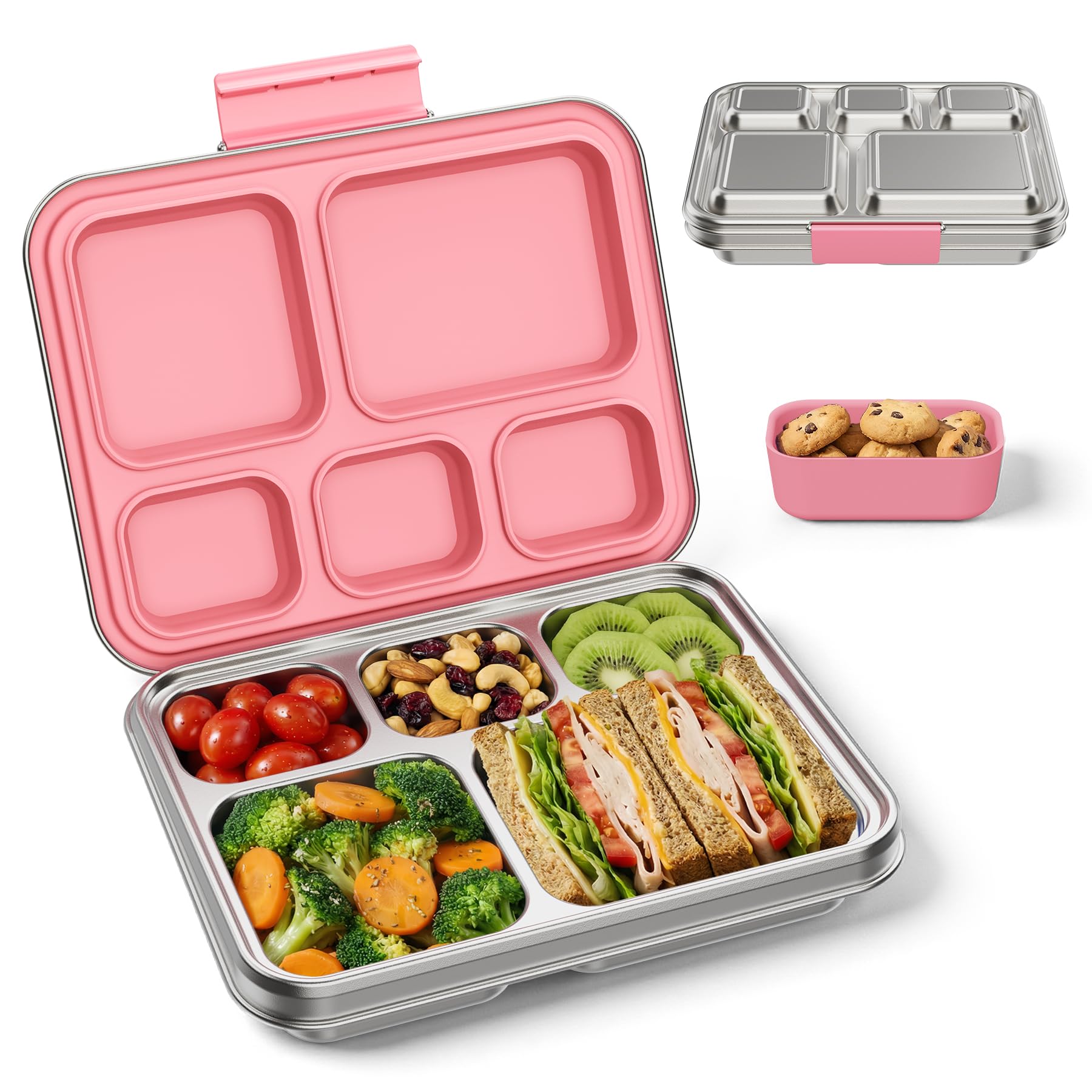 Photo 1 of Zeekala Stainless Steel Bento Lunch Box - 5 Compartment, Pink