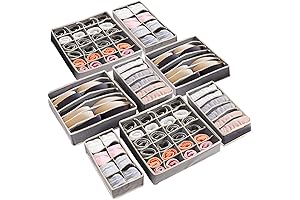 8 Pcs Under Wear Draw Organizer, Foldable, Closet Dividers Storage Box