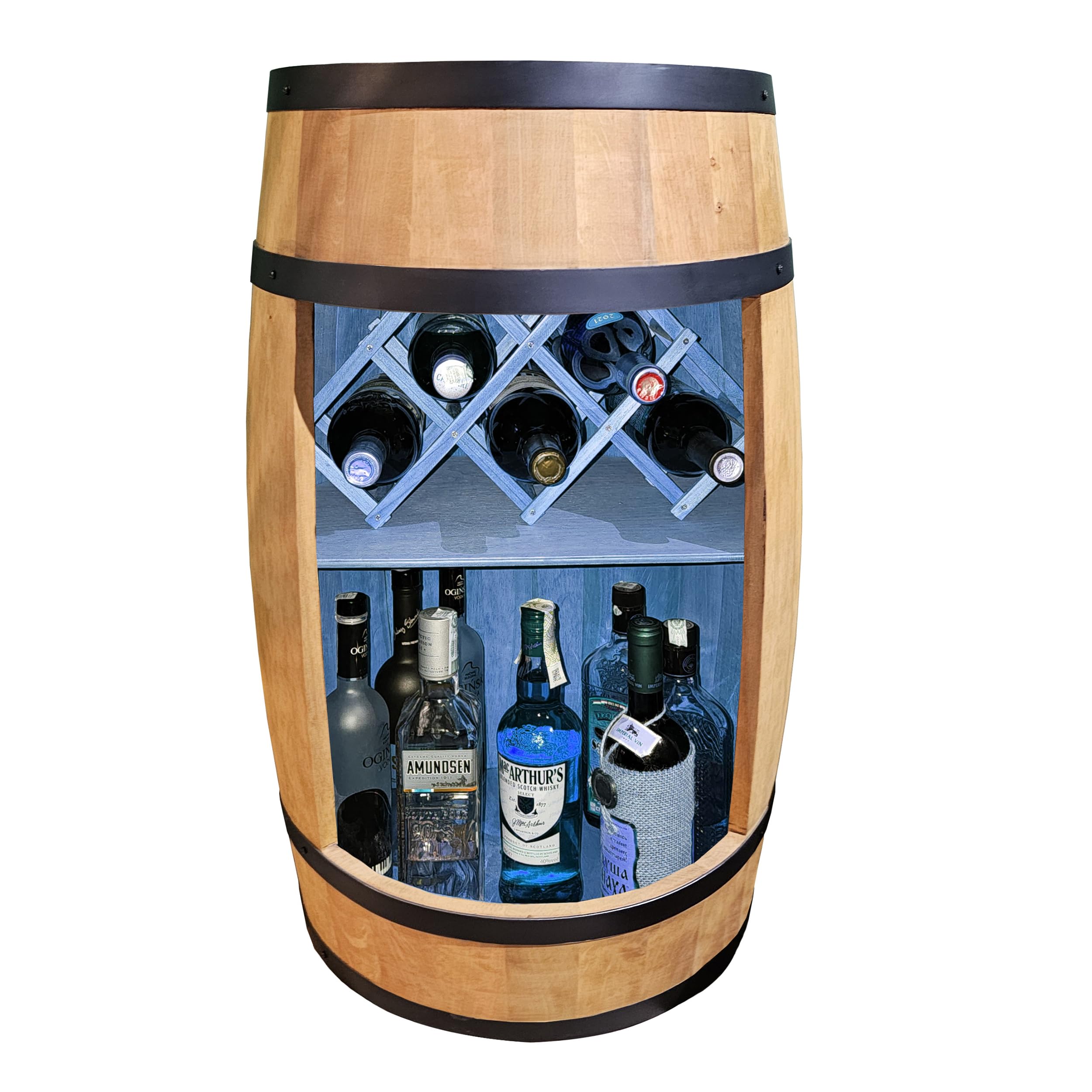 weeco Armoire de Bar LED - Casier à vin Style rétro - Tonneau en Bois