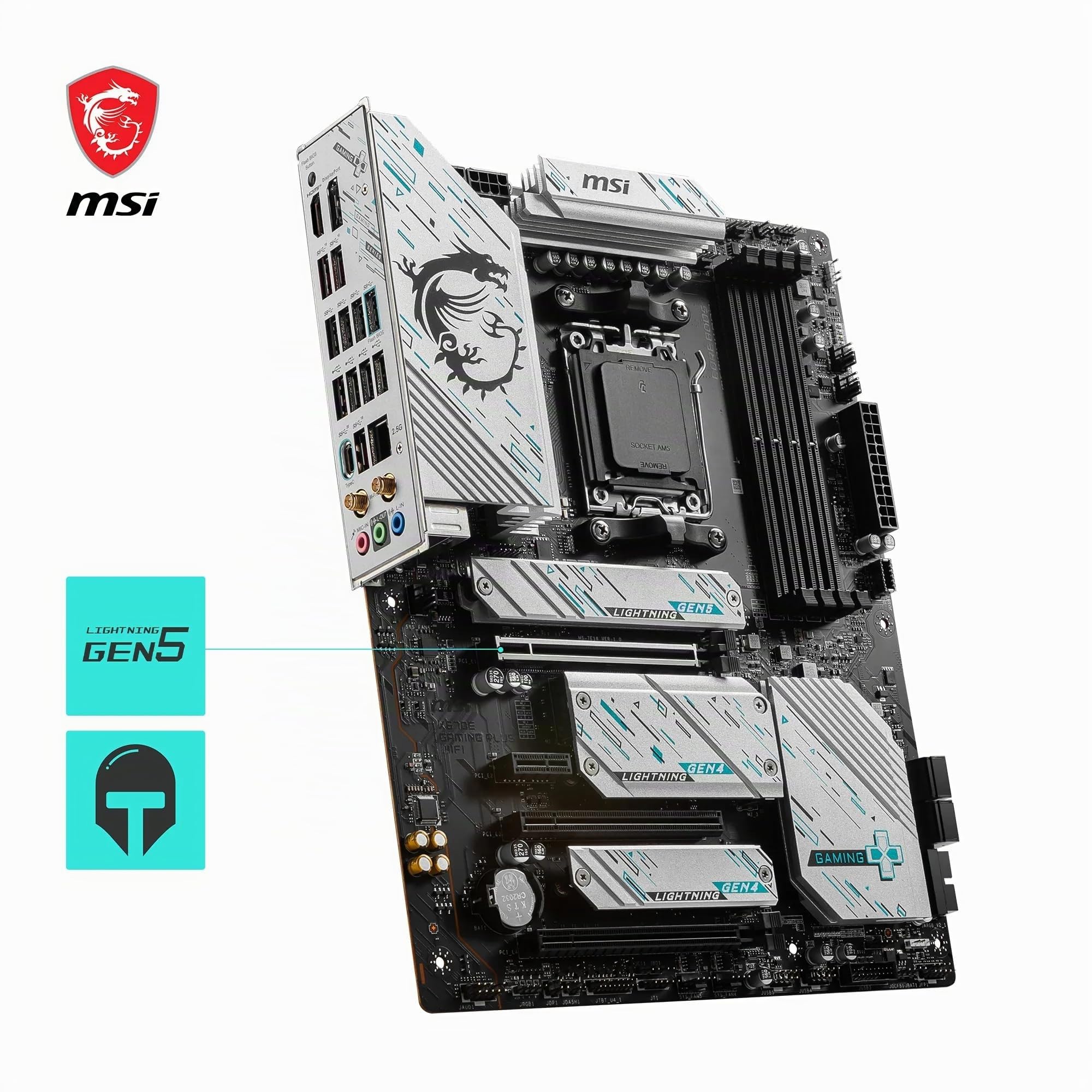 MSI X670E Gaming Plus WiFi Carte mère, ATX, Prend en Charge Les processeurs AMD Ryzen 9000, 8000 & 7000, AM5 – DDR5 Memory Boost 7800+MHz/OC, PCIe 5.0, M.2 Gen5, 2.5G LAN, Wi-FI 6E