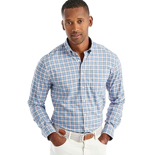 johnnie-O Lenoir PREP-Formance Button Up Shirt Laguna Blue/XL