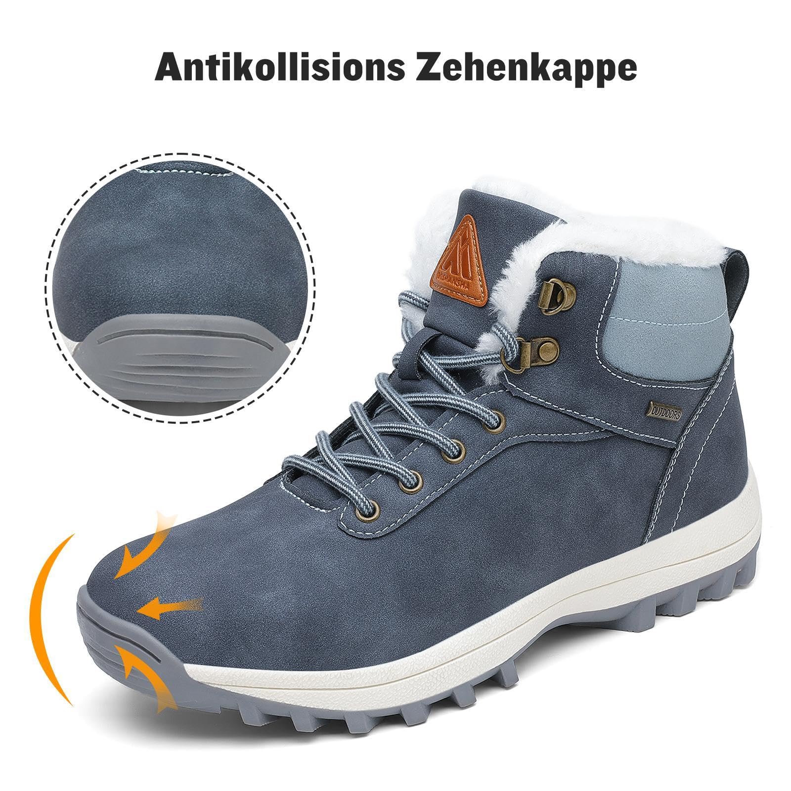 Mishansha Scarpe Uomo Donna Invernali Impermeabili Antiscivolo Stivaletti Invernali con Pelo, Gr.36-48
