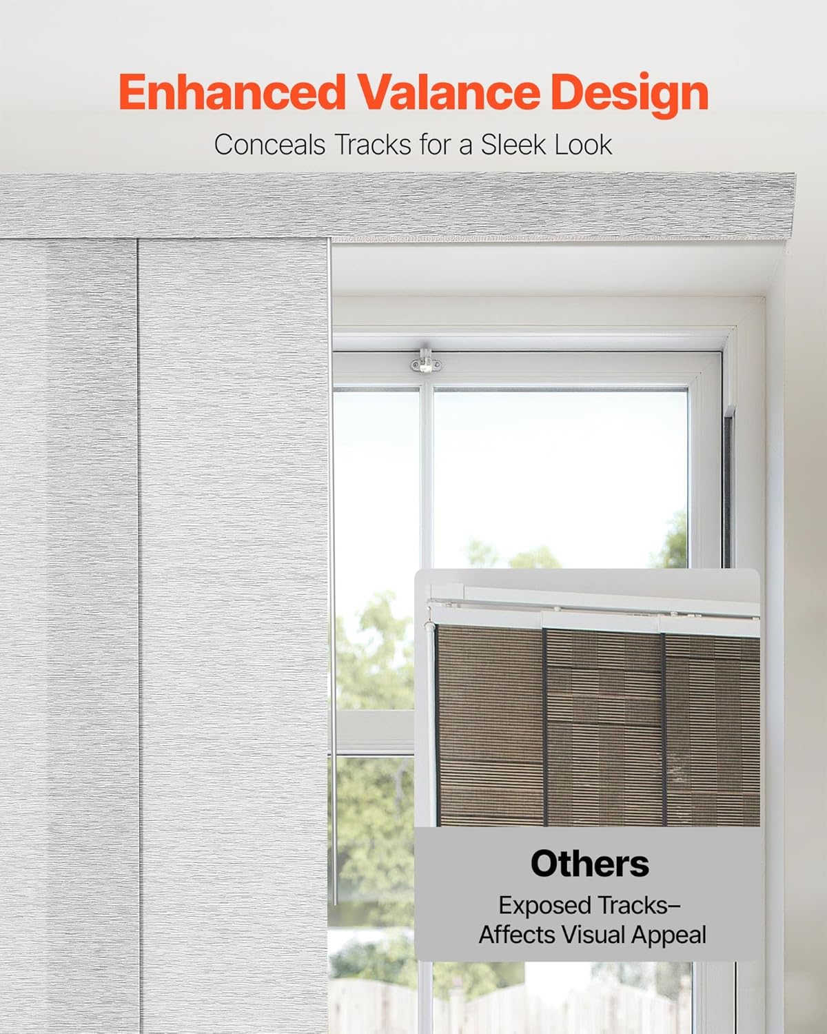 VEVOR Panel Track Blinds, Extendable Track from 45.8 in to 86 in W, Trimmable Panel Curtains Up to 96 in H, Adjustable Vertical Panel Blinds for Sliding Doors, Patio Doors, Room Divider, Window, Gray