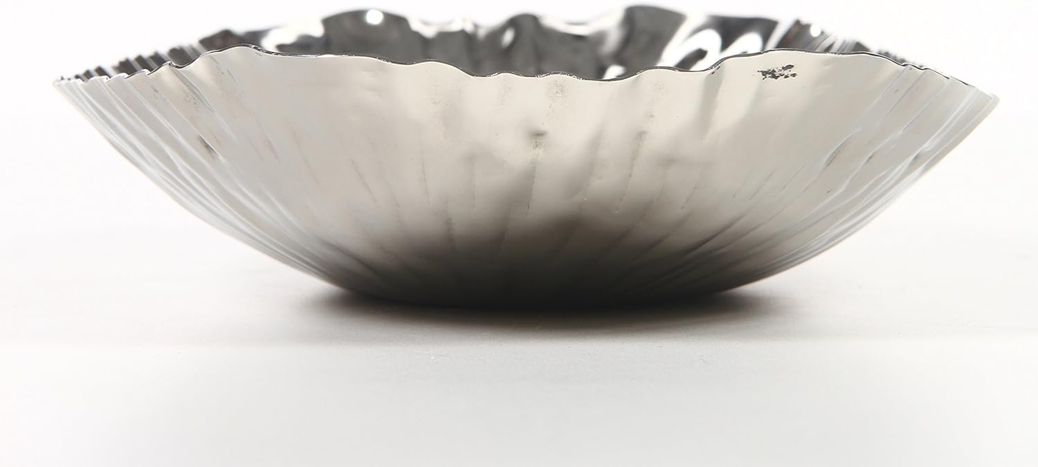 Hosley Elegance Redefined Silver Finish Decor Tray Bowl, 13.6 Inches Long Versatile and Chic Centerpiece for Serving, Floral Arrangements, and Stylish Home Decor